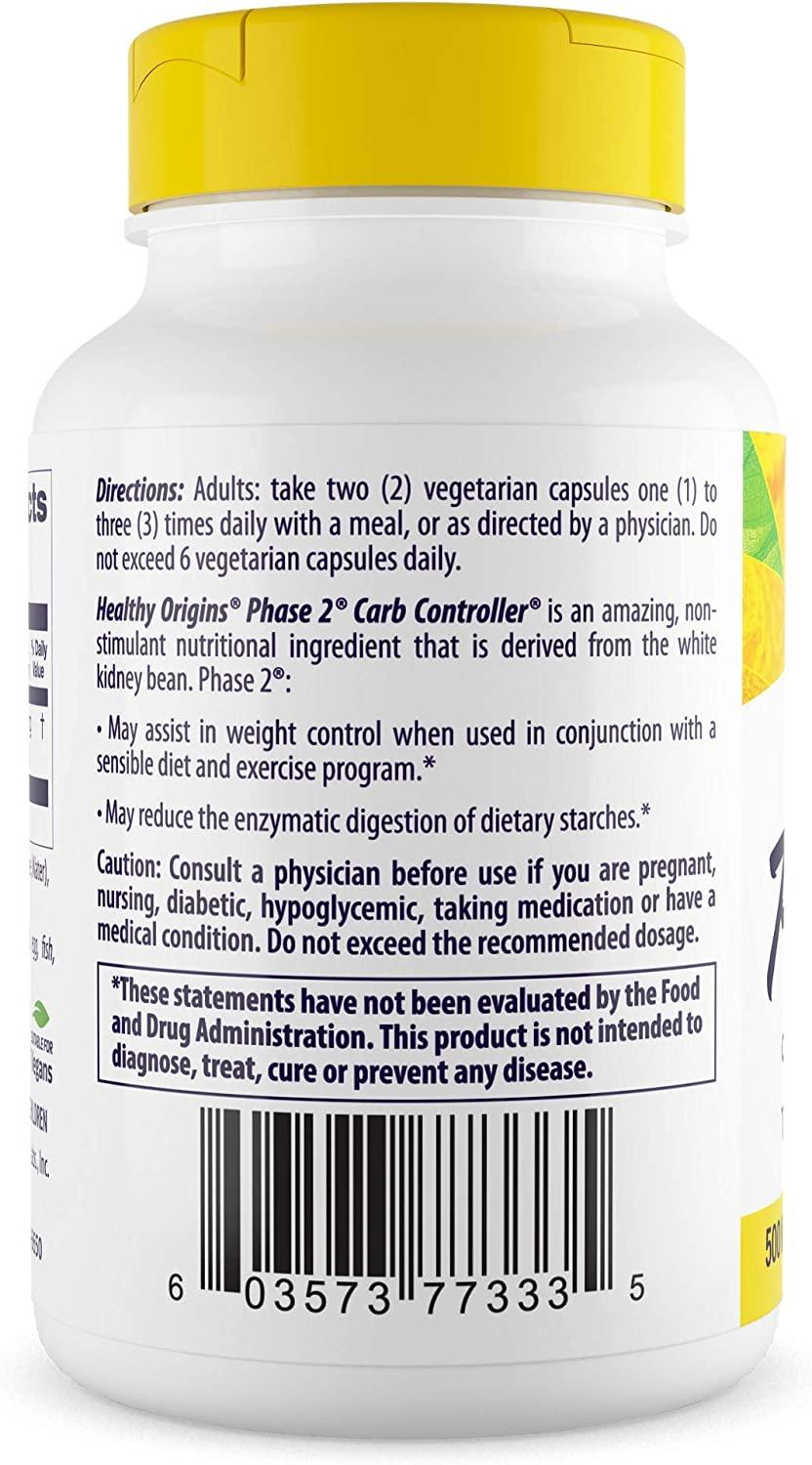 Healthy Origins Phase 2 Carb Controller 500 mg, 90 Veggie Caps