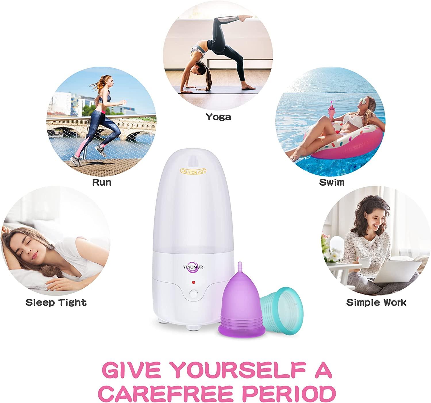 YTYOMUR Menstrual Cup Steamer Sterilizer Kit 2 Reusable Cups Included