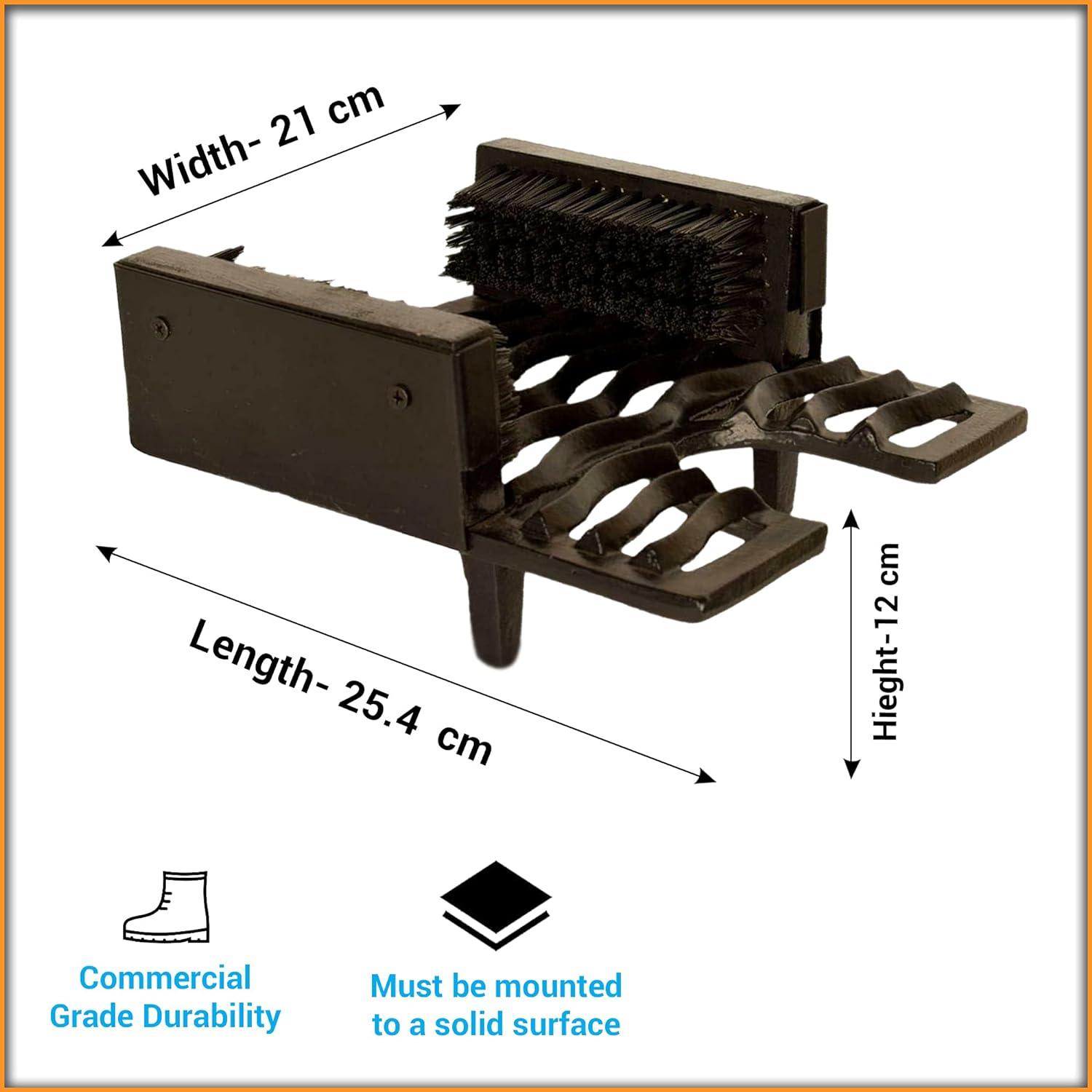 Neez Cast Iron Boot Scraper Heavy Duty Welly Puller and Cleaner with Brush Outdoor Jack for