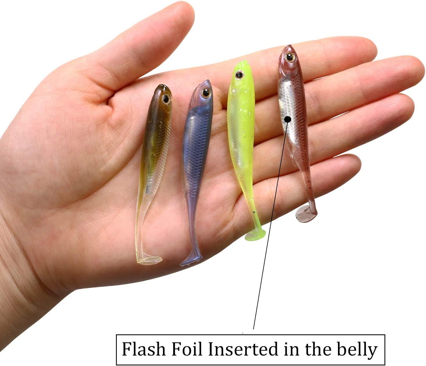 QualyQualy Soft Plastic Swimbait Paddle Tail Shad Lure Soft Bass Shad Bait Shad  Minnow Paddle Tail Swim Bait for Bass Trout Walleye Crappie 2.75in 3.14in  3.94in 5in 1# 3.14in - 6Pcs