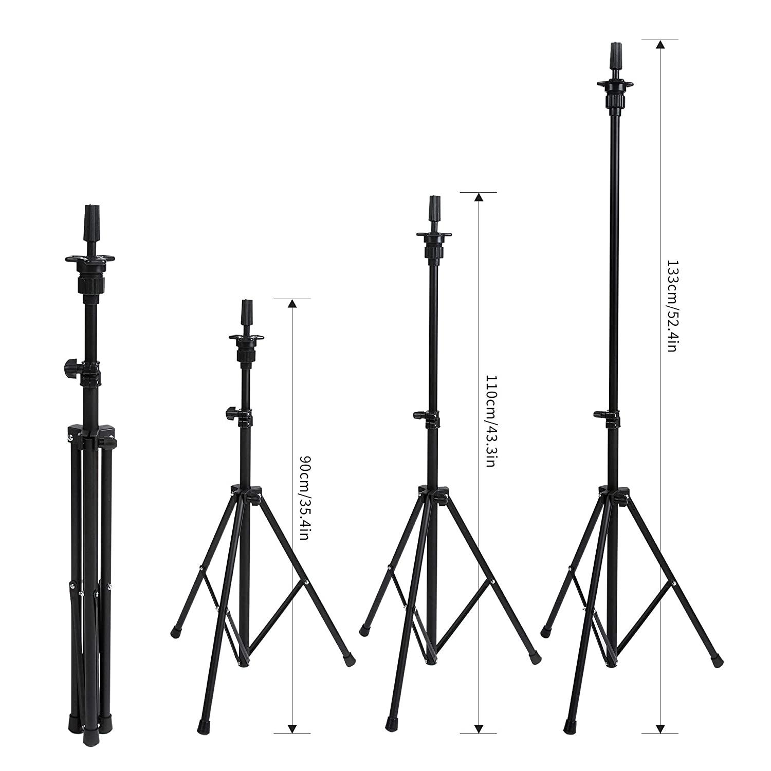Adjustable Wig Stand Tripod Mannequin Head Stand For Cosmetology  Hairdressing Training With Wig Caps,T-Pins,Clips, Carrying Bag