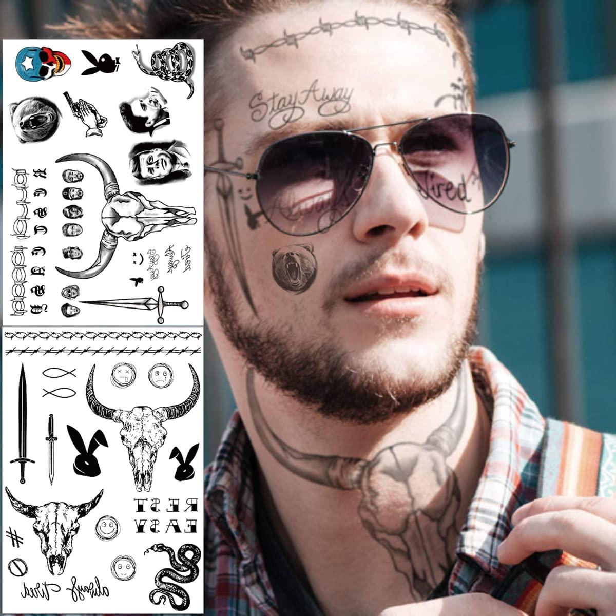 5 Sheets Halloween Temporary Face Tattoos Cosplay Makeup Stickers for