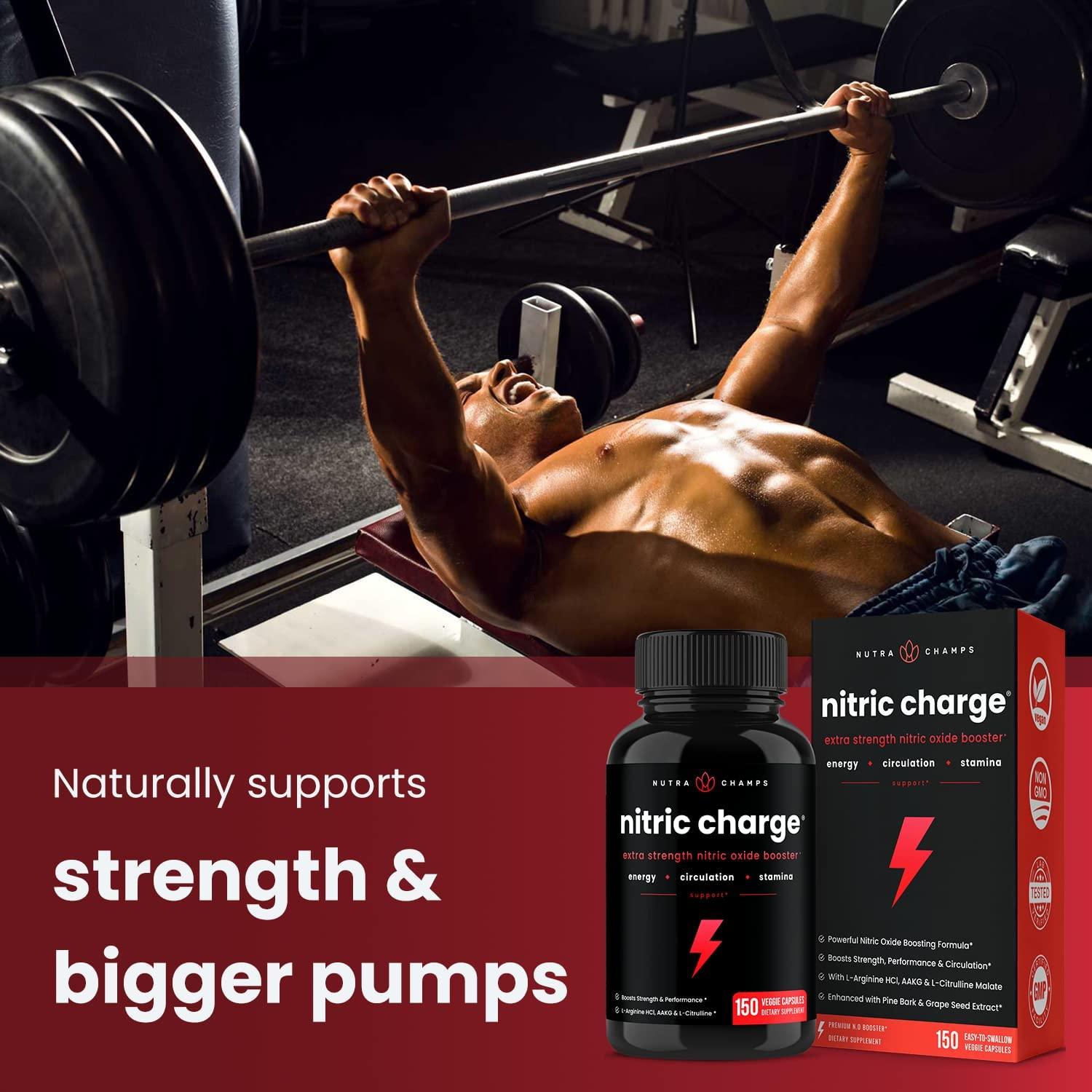 Nitric Oxide Supplement with L Arginine, Citrulline Malate, AAKG, Pine Bark & Grape Seed Extract