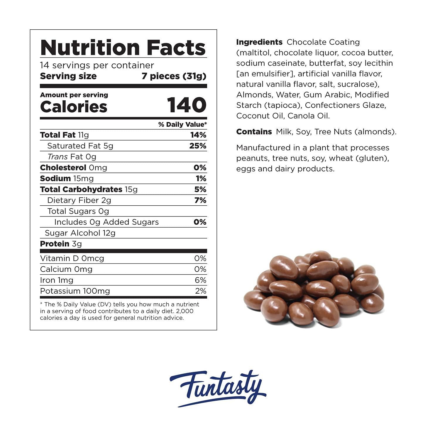 Funtasty Sugar Free Milk Chocolate Covered Almonds, Keto Friendly, 1