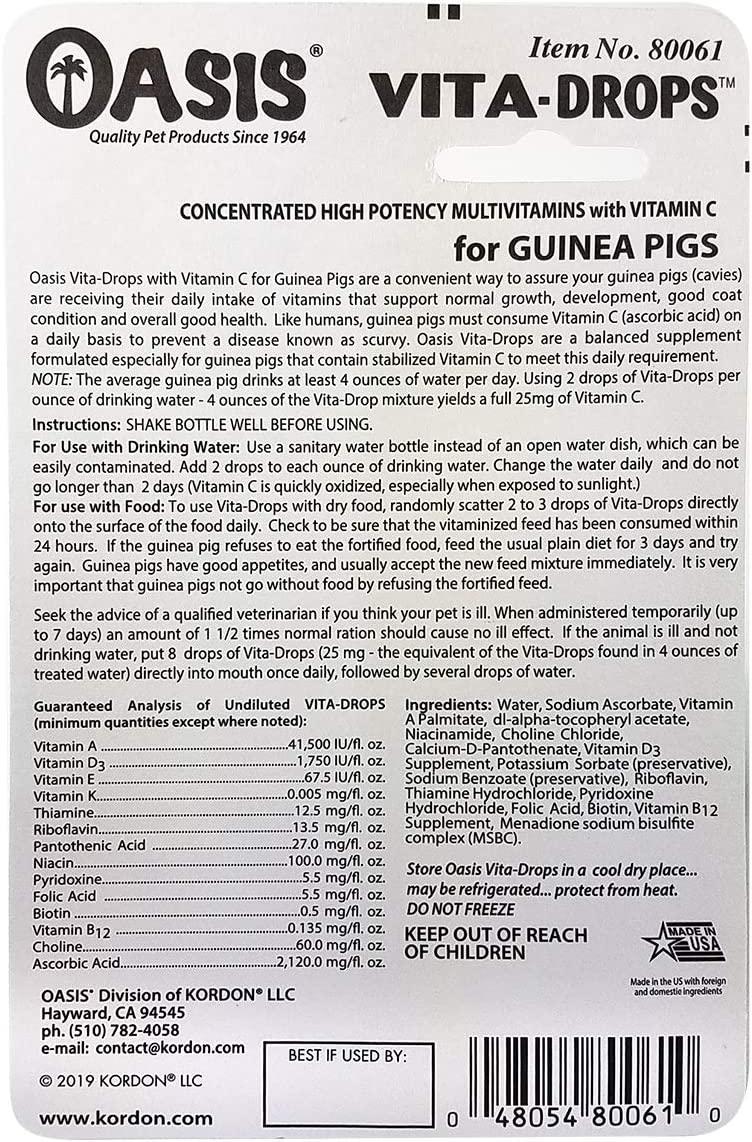 Kordon Oasis Vita-Drops Guinea Pig Multi-Vitamins 2oz - Essential ... - Guinea Pig Vitamin B Complex