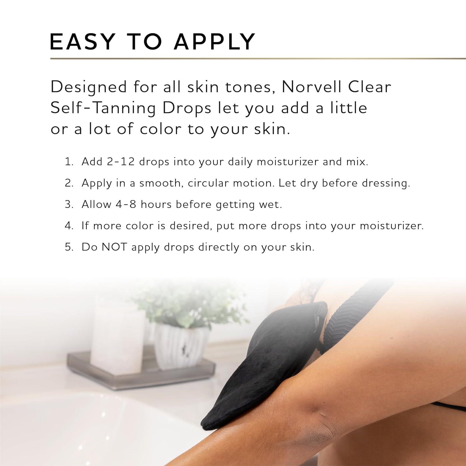 Norvell Clear Self-Tanning Drops - Customizable Bronzing Drops for a Natural Glow - Easy No Color Transfer Self-Tanner - 1 fl oz Norvell Clear Self-Tanning Drops - Customizable Bronzing Drops for a Natural Glow - Easy No Color Transfer Self-Tanner - 1 fl oz
