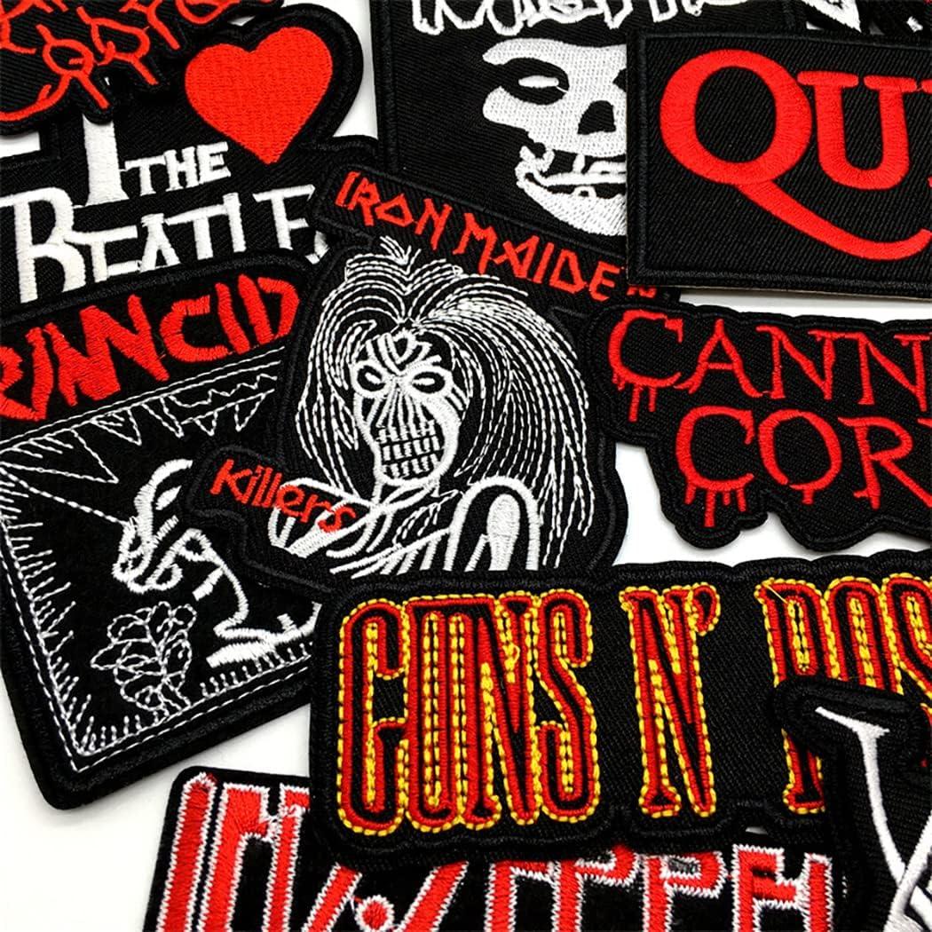 Set Patch of Iron on Patches for Clothing #6, Heavy Metal Rock Music Band  Patches Rock Roll Applique Embroidered Badge Punk Hippie for T-Shirts