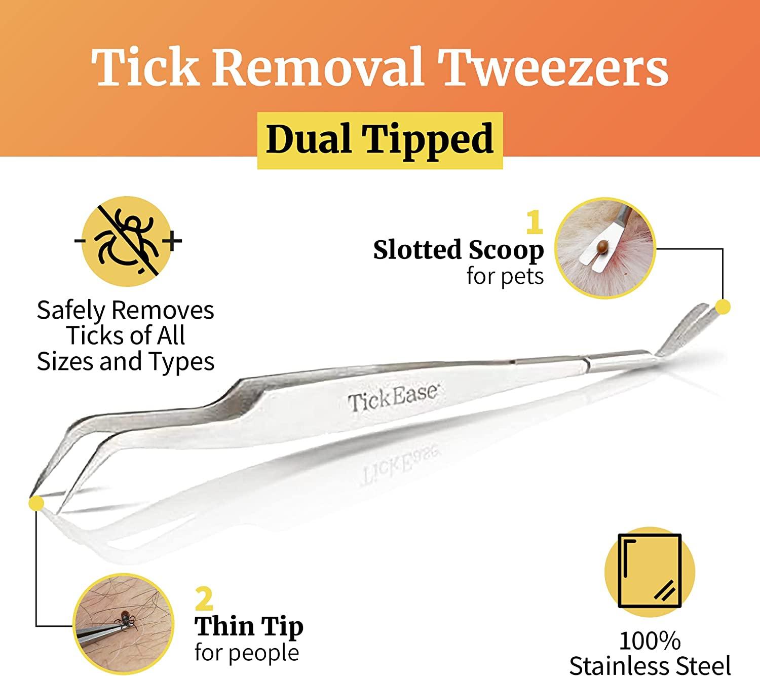 TickEase DualTipped Tick Remover Tool, Tick Tweezers for Humans & Pets