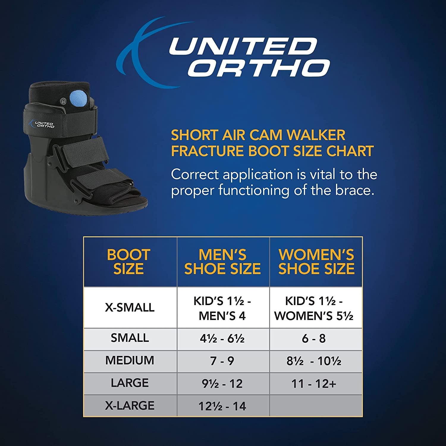 United Ortho Short Air Cam Walker Fracture Boot, Fits Left or Right,  Medium, Black 