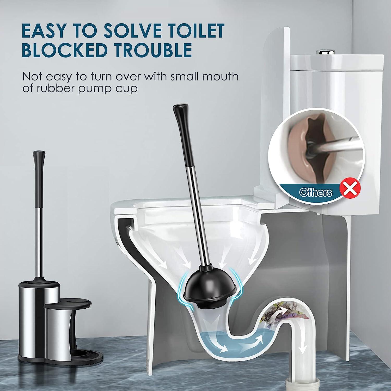 Toilet Plunger Bowl Brush Set Hideaway Heavy Duty Toilet Plunger Scrubber Cleaner Holder Combo