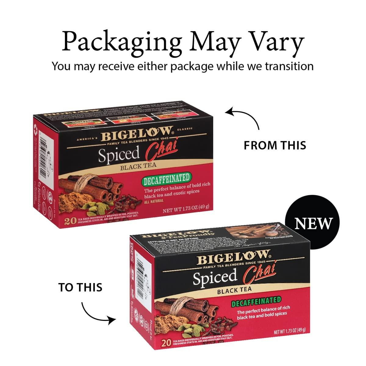 Bigelow Decaffeinated Spiced Chai Black Tea, 20 Count (Pack of 6), 120