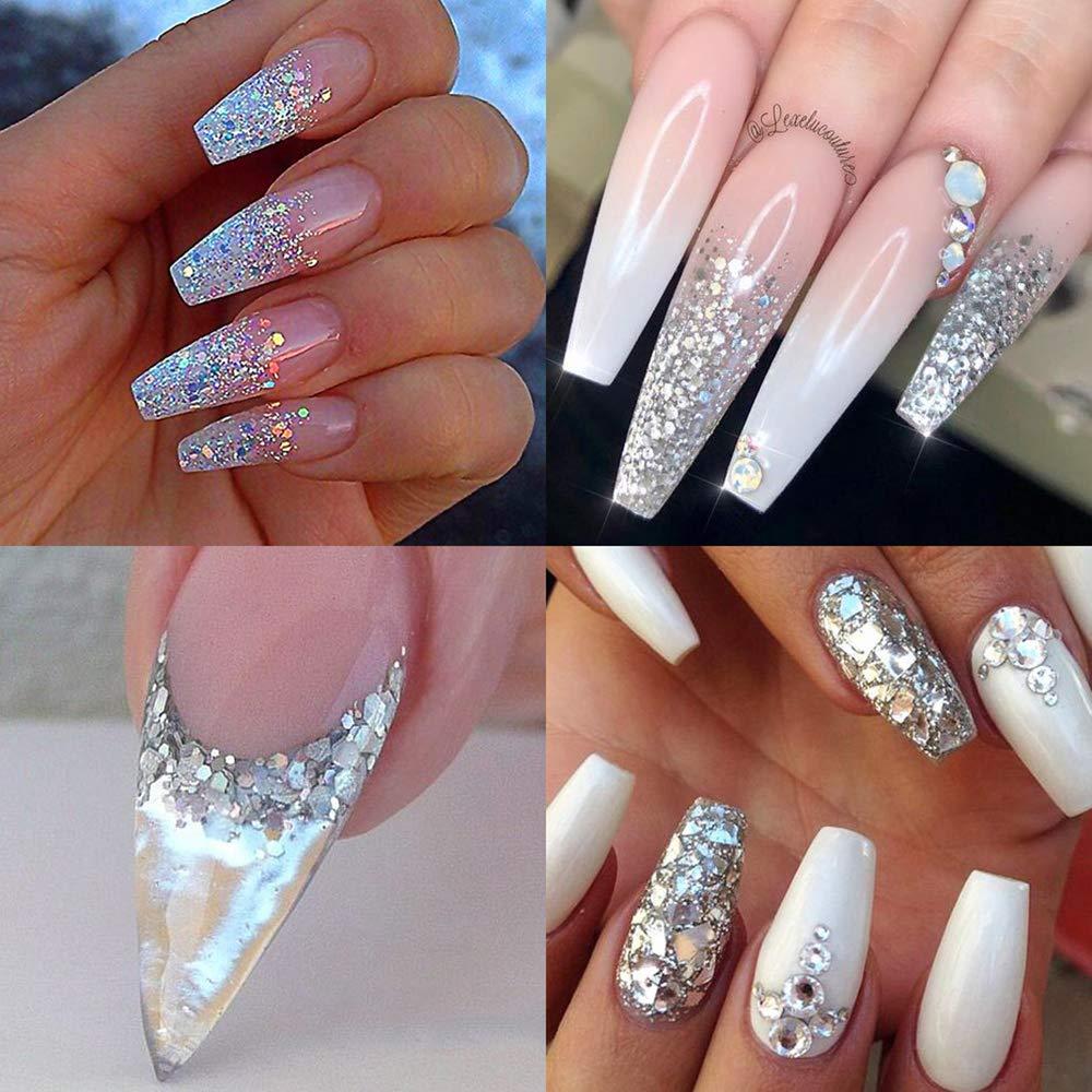 silver glitter nails