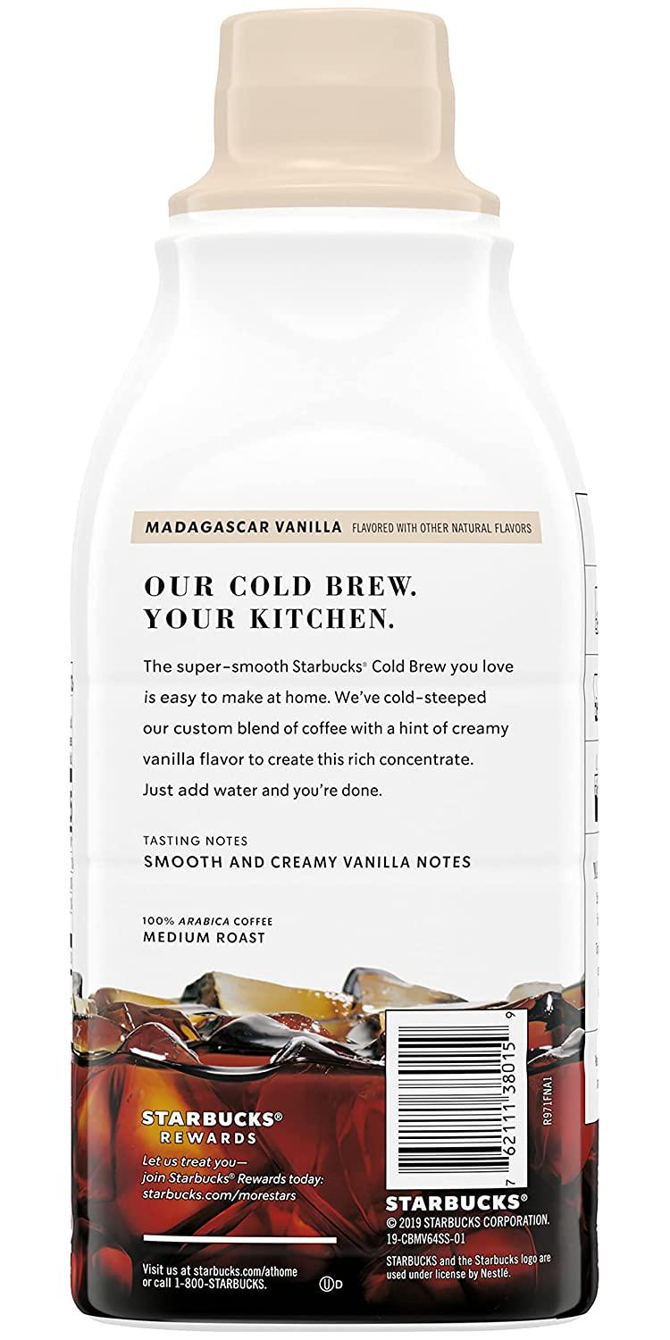 Starbucks Cold Brew Coffee Concentrate, Madagascar Vanilla, Flavored