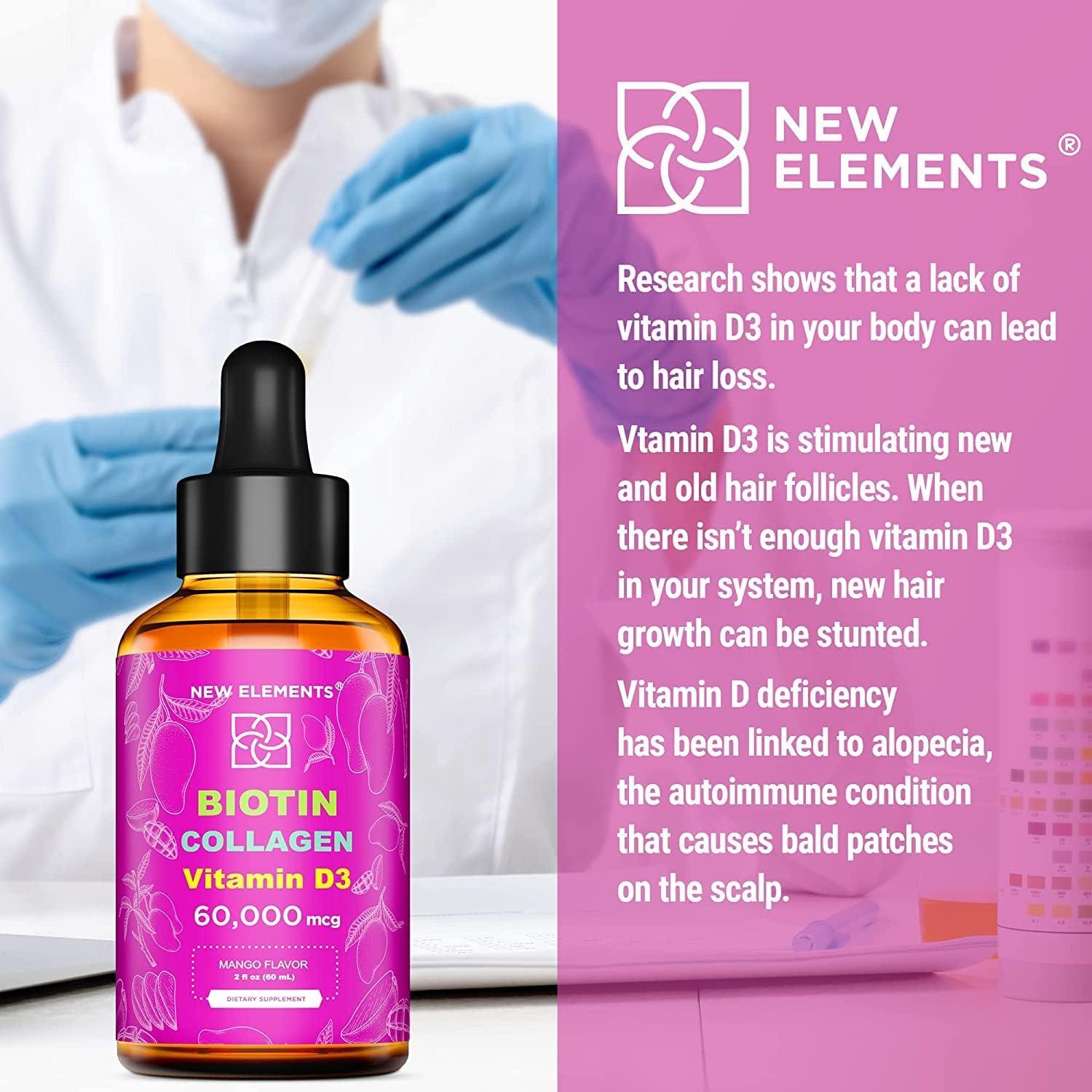 Biotin Collagen Peptides with Vitamin D3 for Hair Growth 60,000mcg