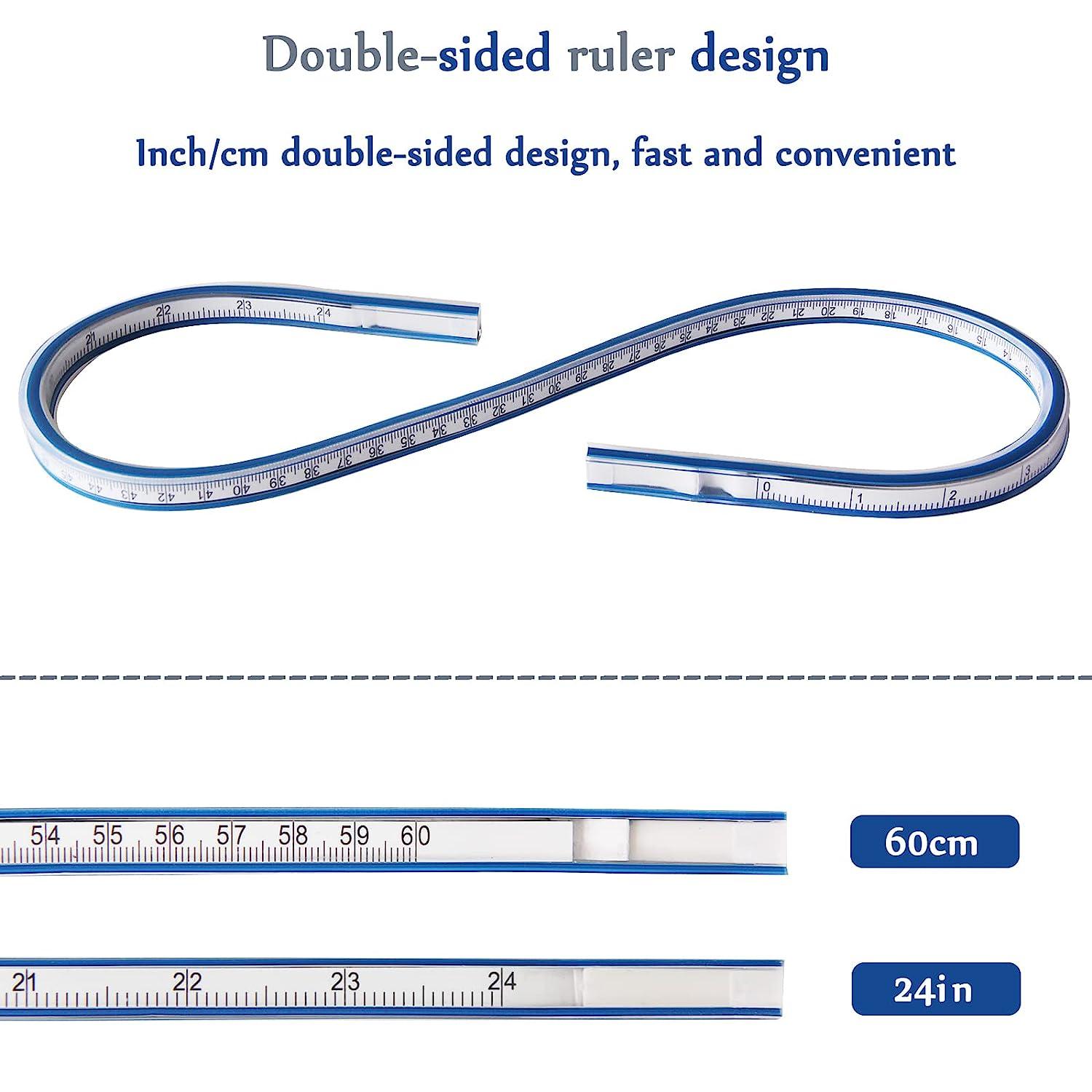 HLZC 2 Pieces ,24 Inch Ruler, Flexible Curve Ruler,Rulers for