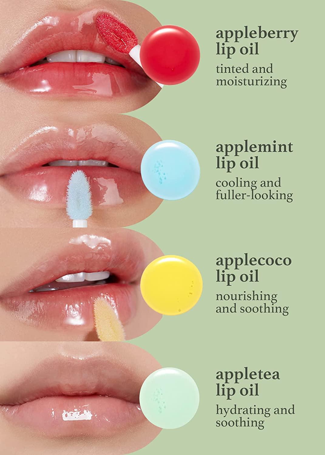 Nooni Korean Lip Oil Appletea Moisturizing Lip Treatment with Green