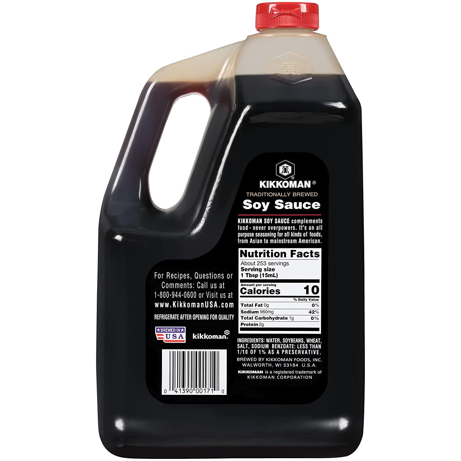 Kikkoman Traditionally Brewed Soy Sauce, 1 Gallon (Pack of 1)