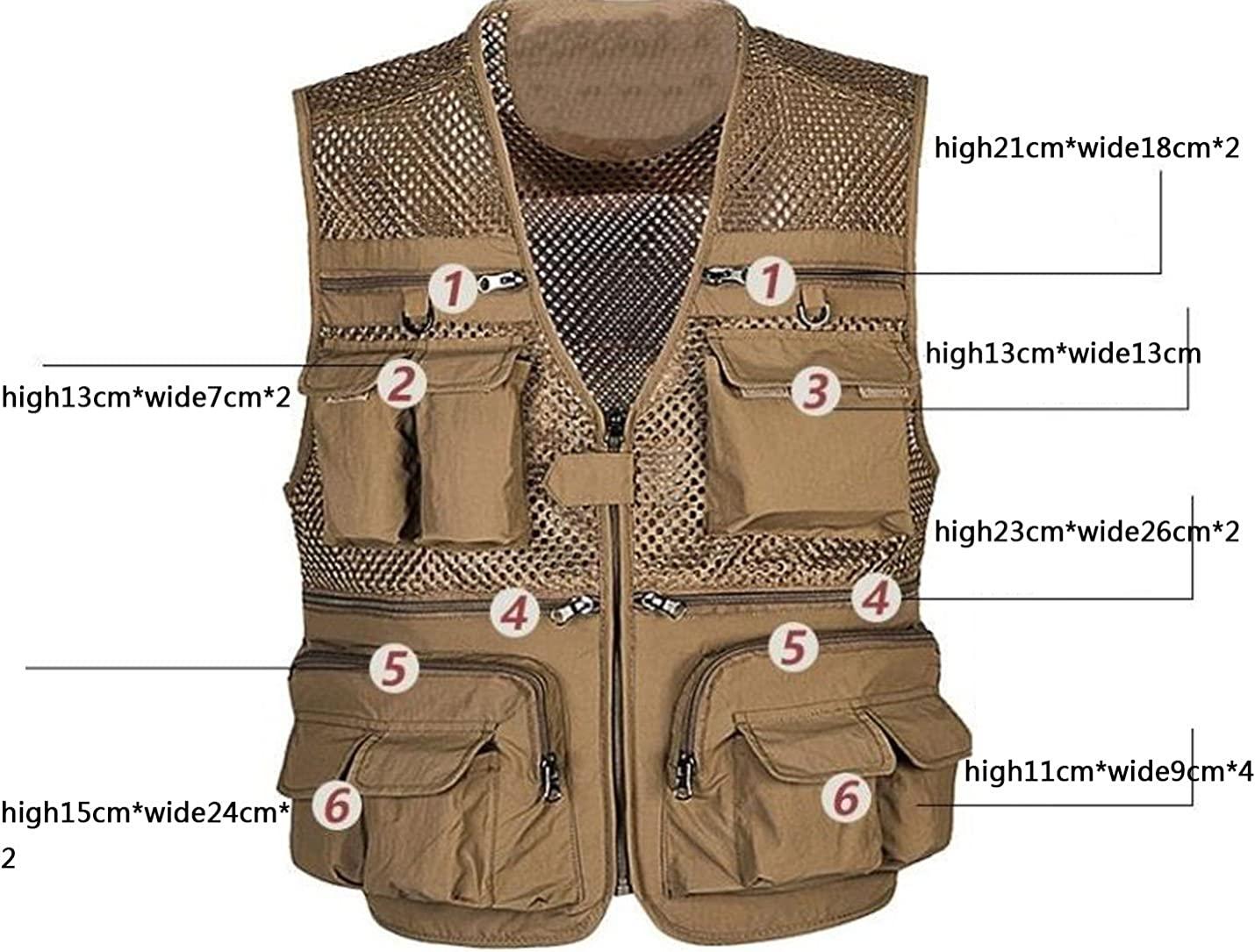Outdoor Men's Tactical Fishing Vest Jacket, Safari Multi Pockets