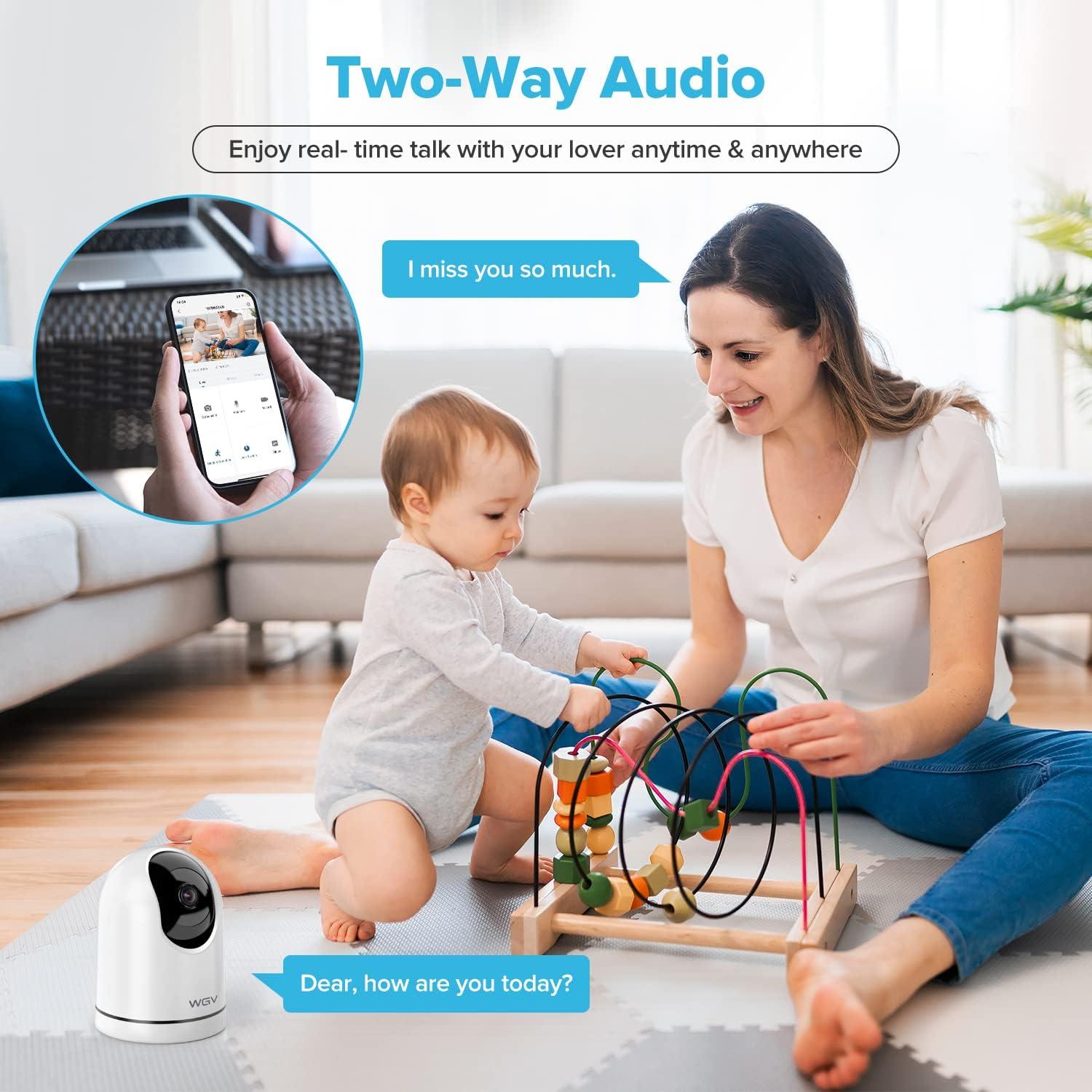 2K Indoor Security Camera Wireless - 360° Pet Camera With Motion Detection & Night Vision