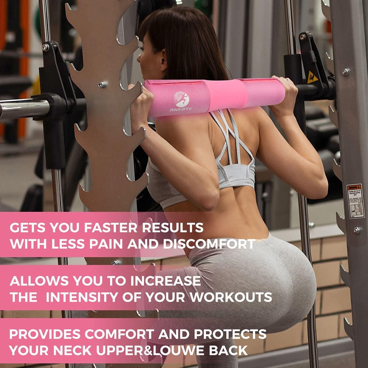 ANERTE Barbell Pad - Neck & Shoulder Protective Pad For Squats, Lunges, Hip Thrusts - Pink (Fits Standard/Olympic Bars) | Buy Now With Express International Delivery