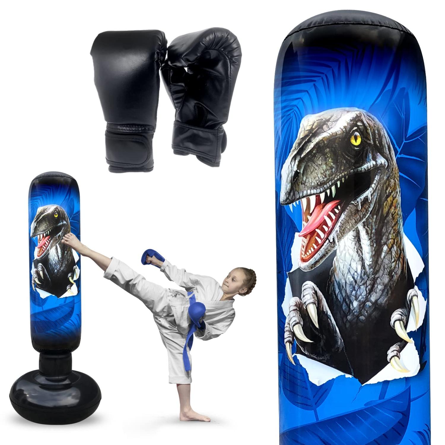 RAGECAMEL Inflatable Dinosaur Punching Bag Set for Kids Freestanding