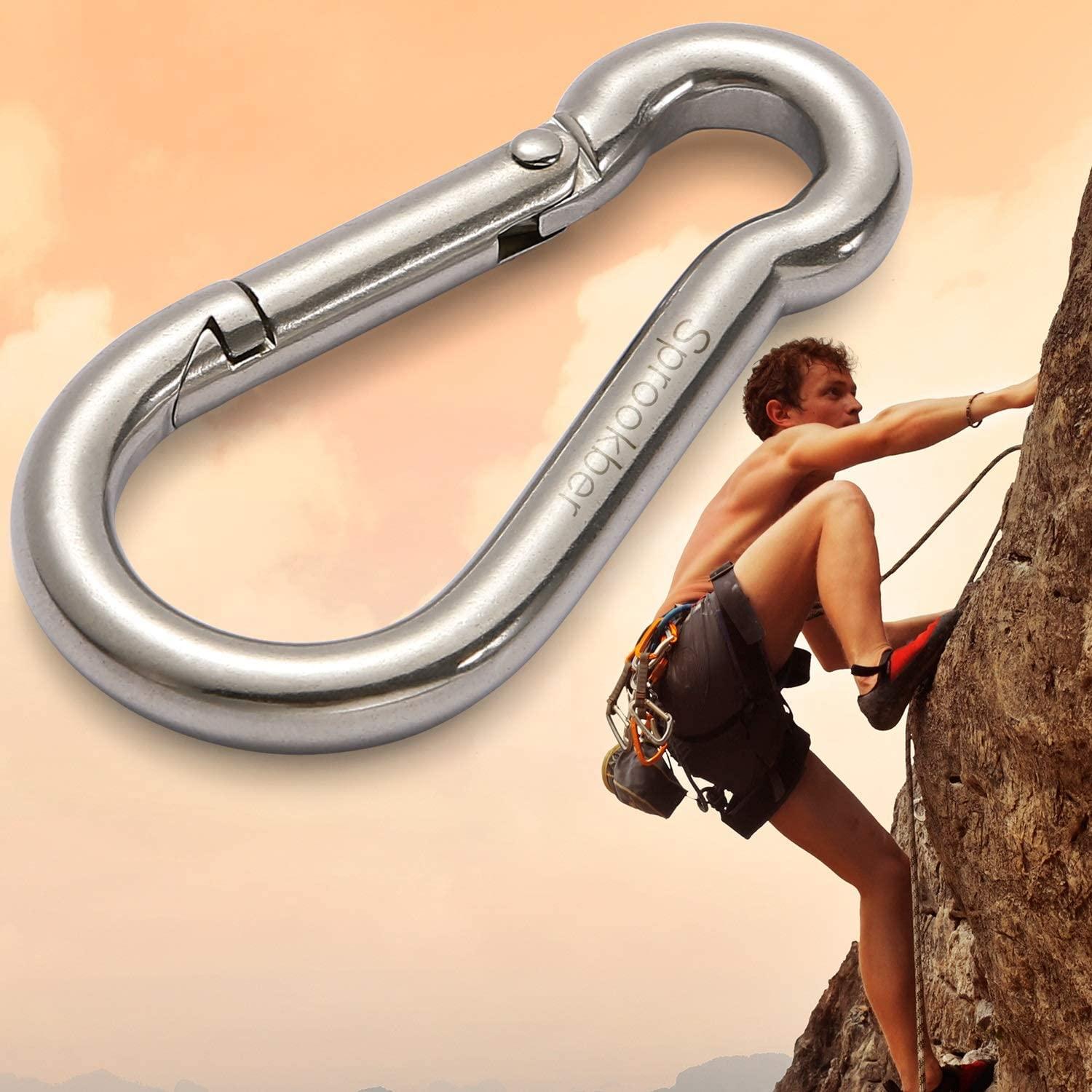 Sprookber 2.25 Inch Stainless Steel Spring Snap Hook Carabiner - Set Of 6 2 25 Inch
