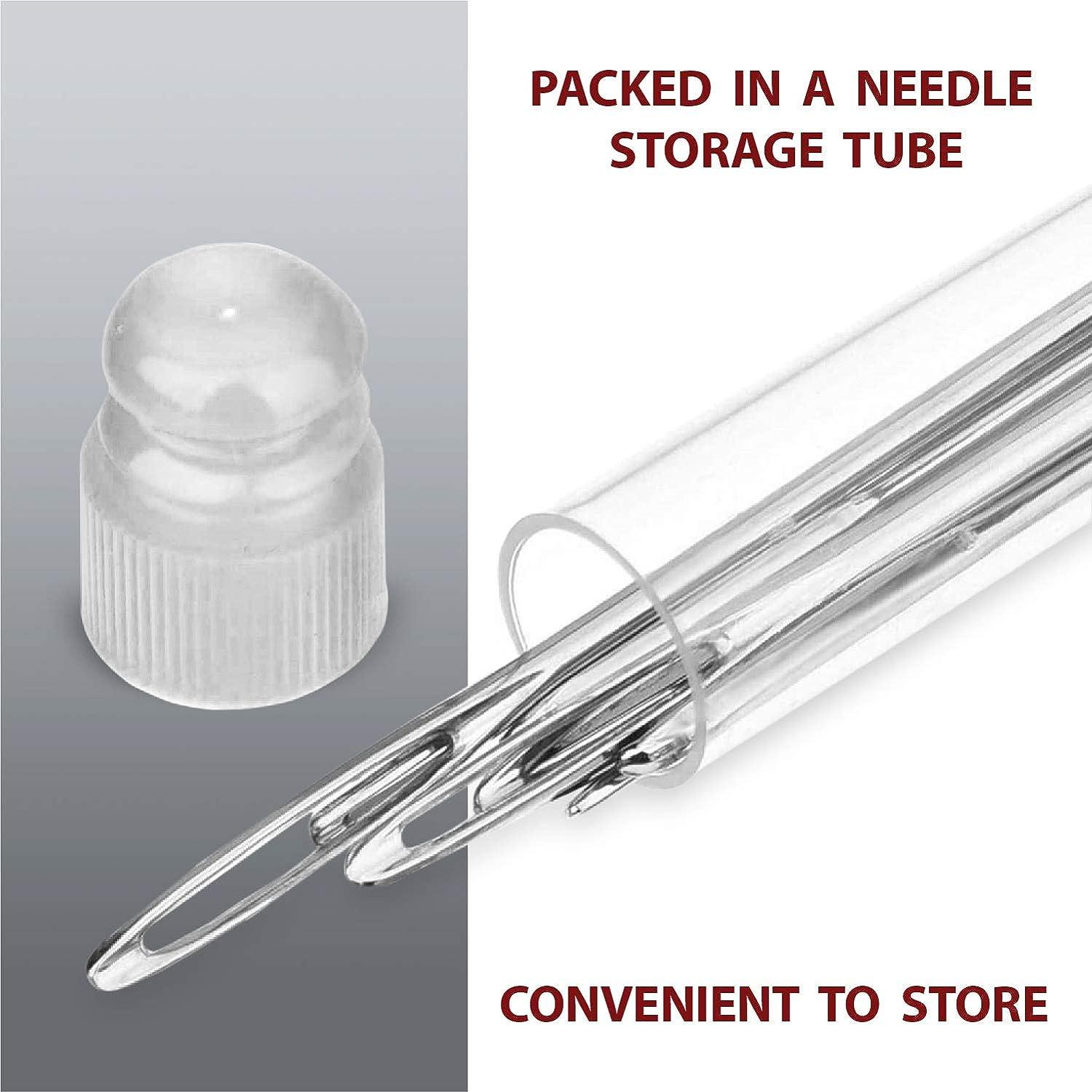 25 Pcs Large Eye Sharp Sewing Needles - Stainless Steel Hand Quilting Needles in A Handy Storage Tube
