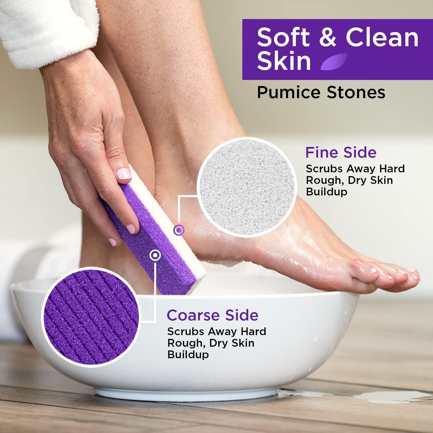 Pumice Foot File Young Woman Removing Hard Skin On Her Foot With