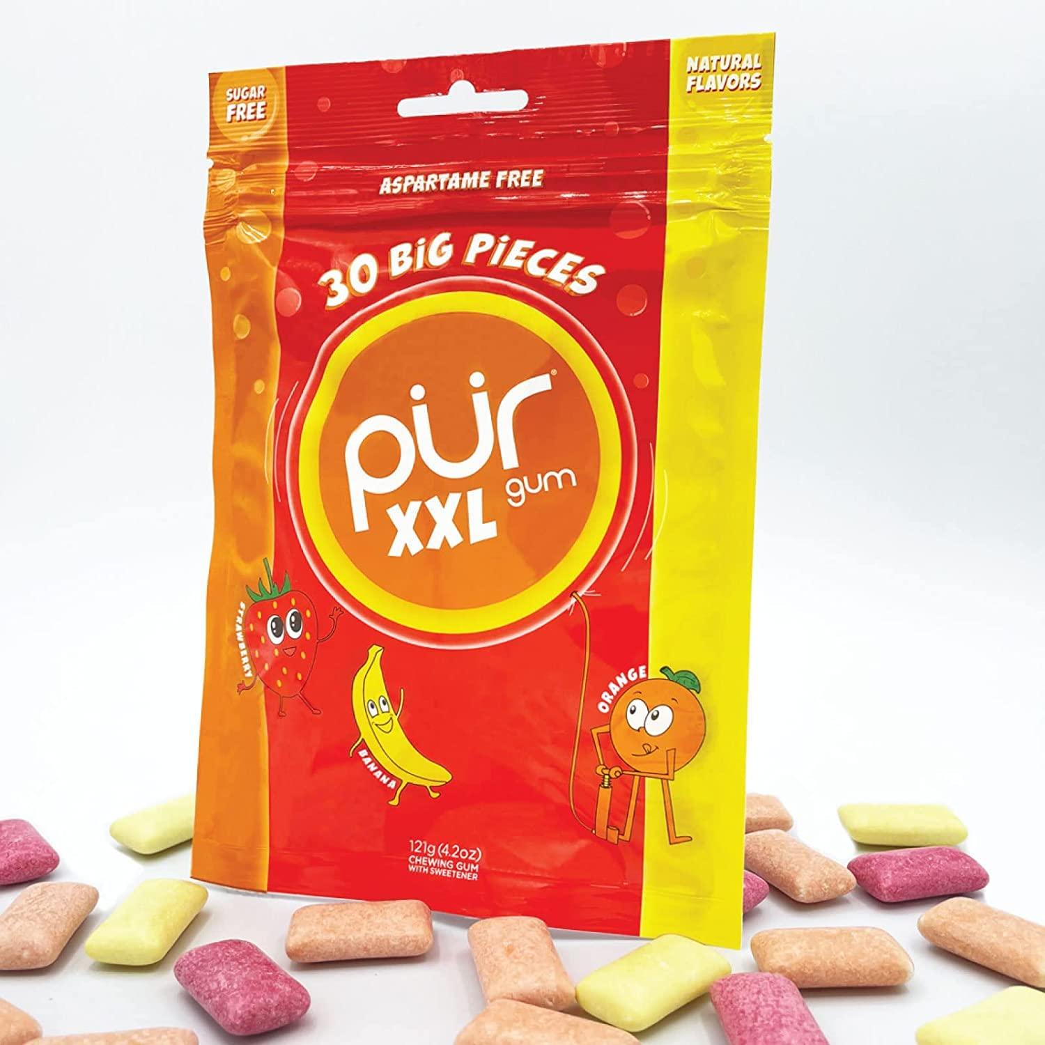 PUR XXL Gum Sugar Free Chewing Gum with Xylitol, Aspartame Free