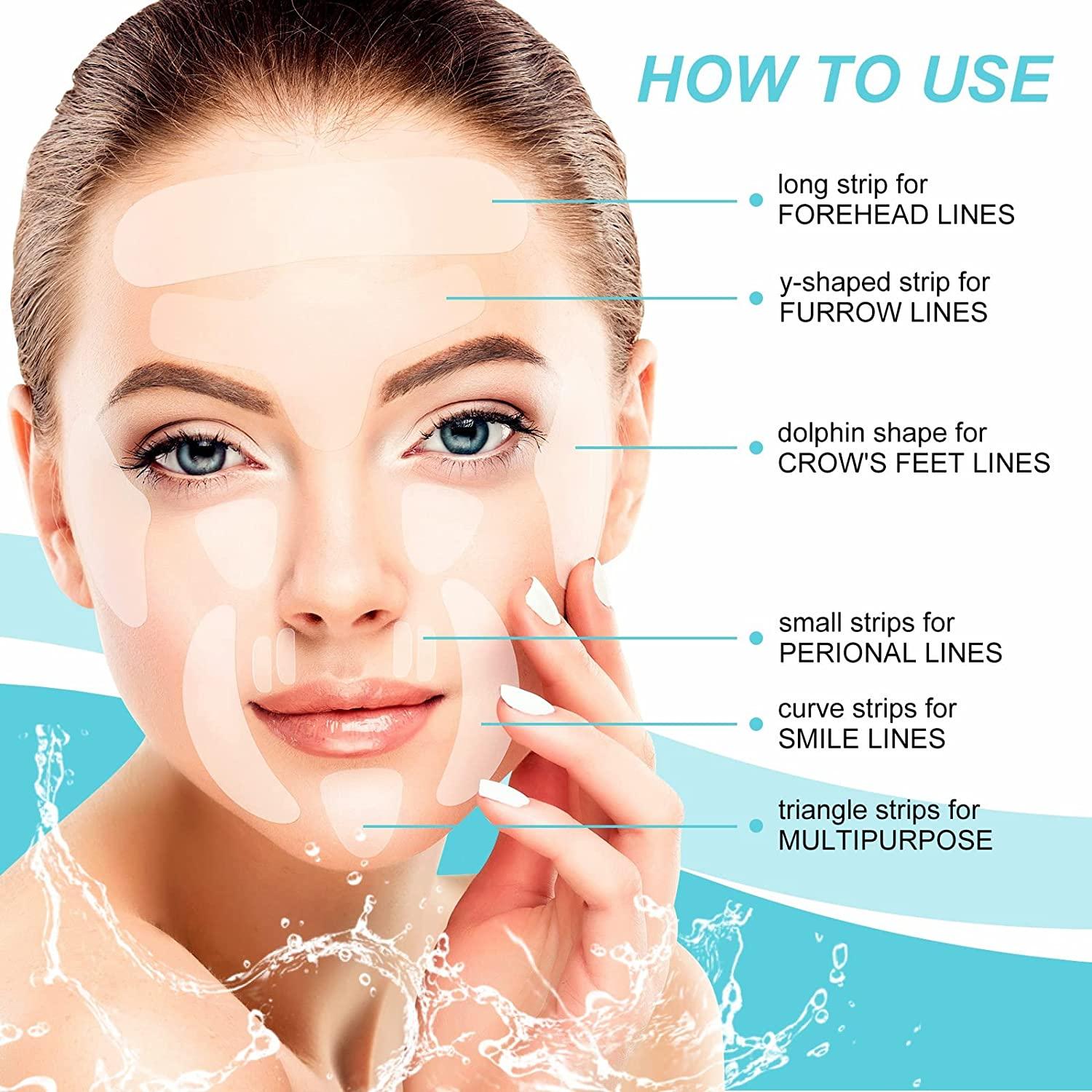 Rosetra Face Tape Set 160 Pcs Anti Wrinkle Strips for Forehead, Eyes