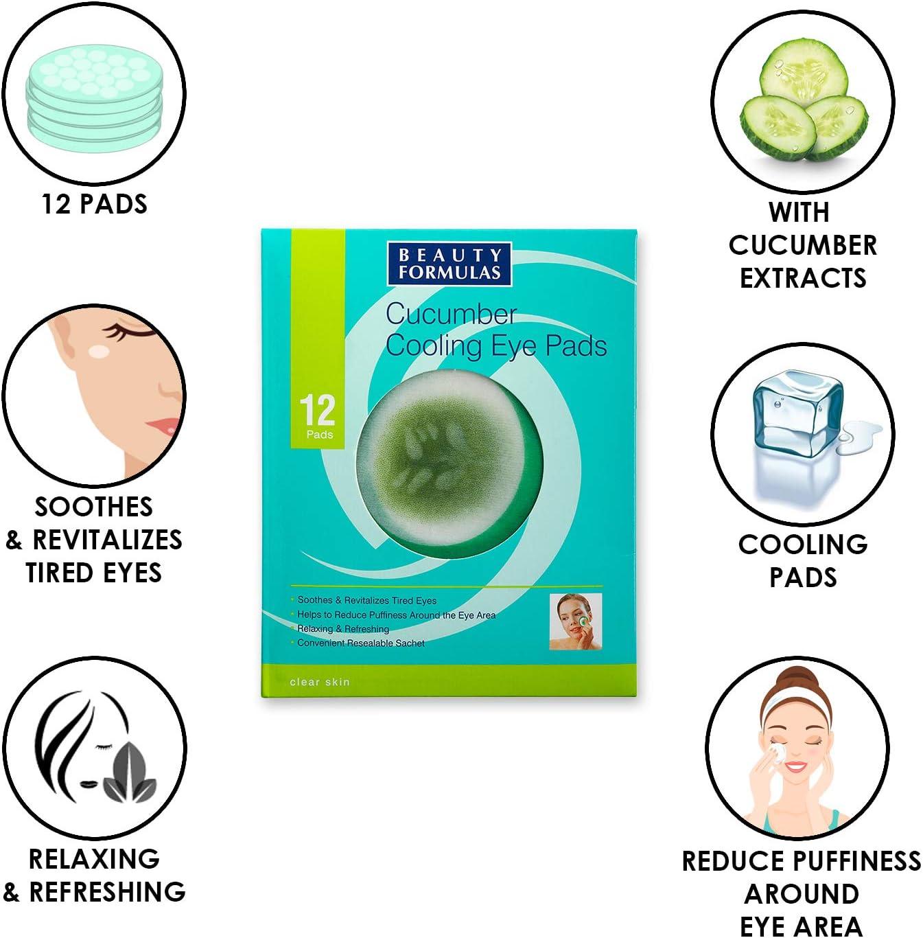 Beauty Formulas Clear Skin Cucumber Cooling Eye Pads 12'S