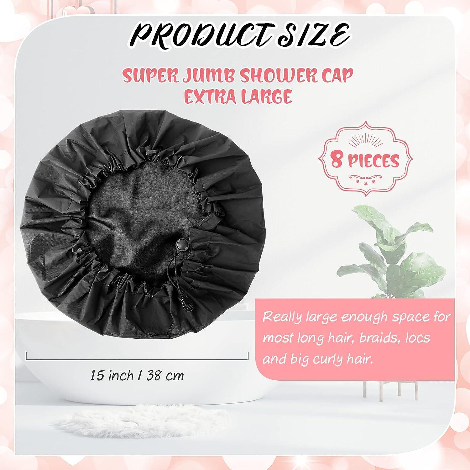 8 Pcs 15inch Jumbo Shower Cap Extra Large Waterproof Adjustable Satin