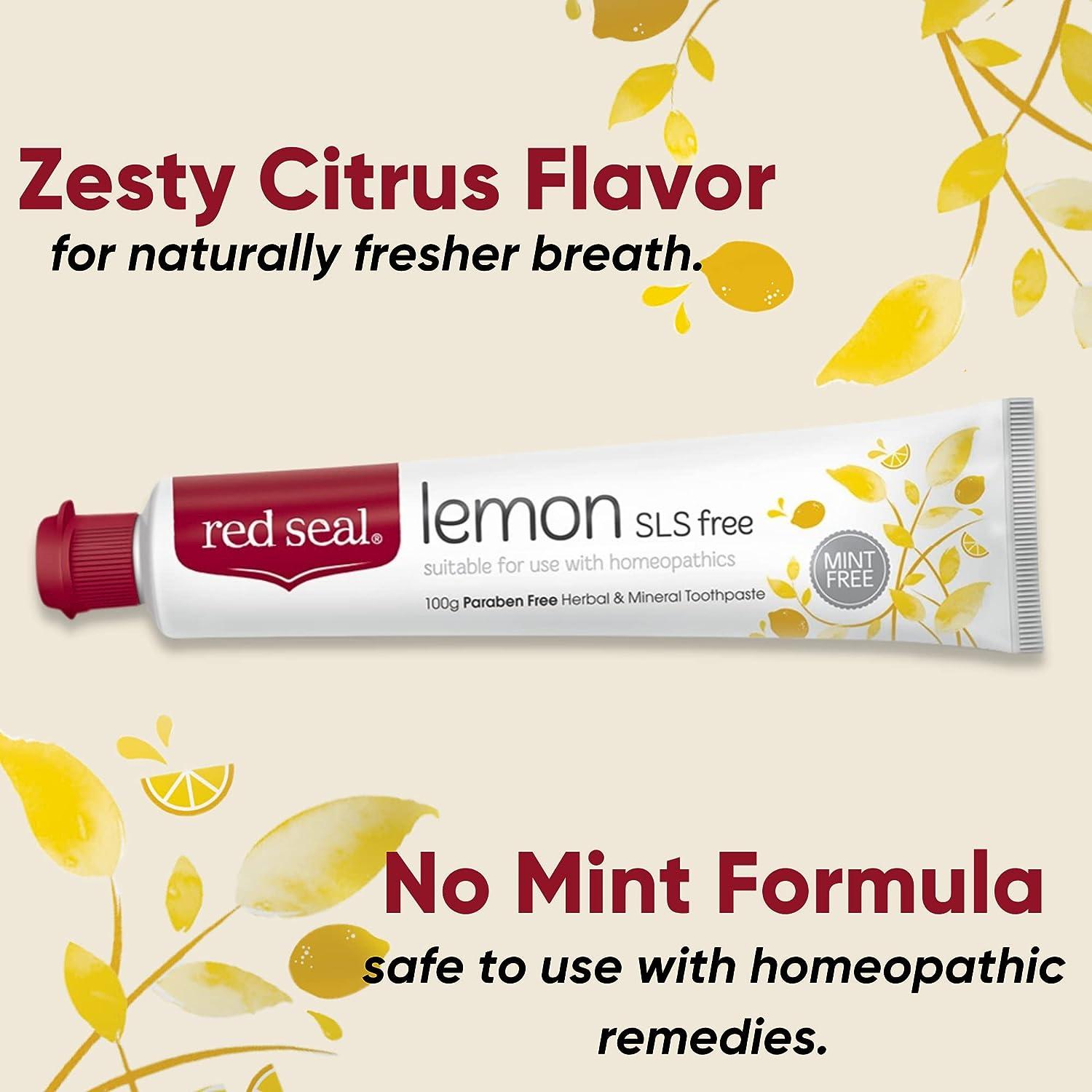 Red Seal Lemon Toothpaste - Homeopathic Friendly, Mint Free