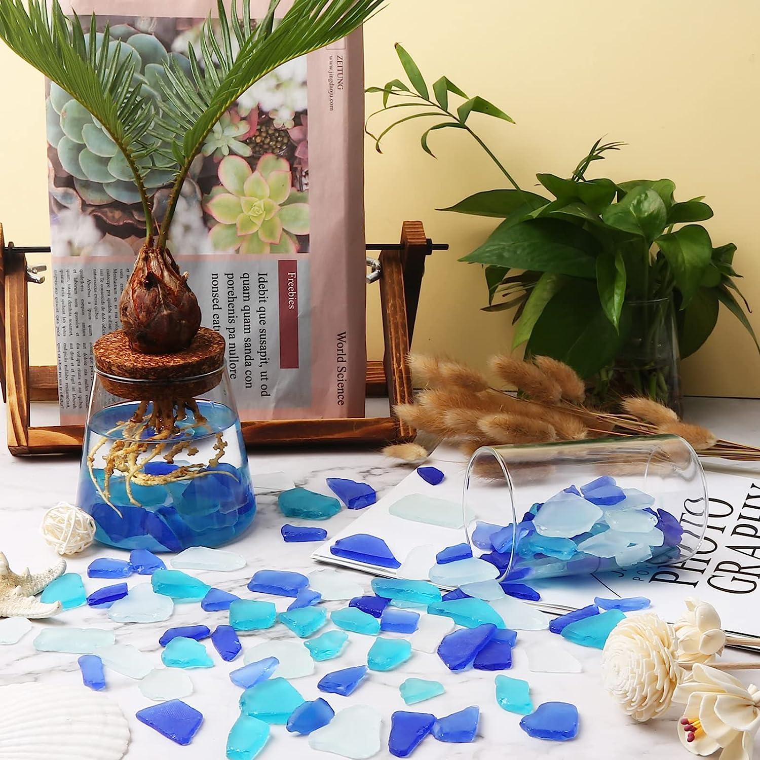 Sea Glass  11oz Dark Blue Bulk Seaglass Pieces for Decor & Crafts -  Nautical Crush Trading