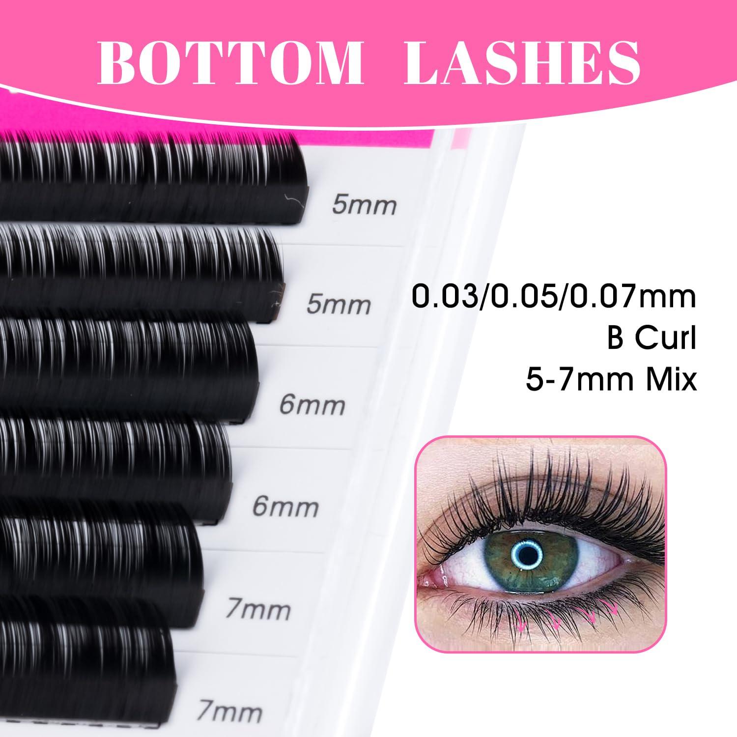 EMILYSTORES Wimpernverlängerungen 0,07 Mm D-Curl, Länge 17 Mm – Seiden-Mink-Lashes, 12 Reihen Pro Tablett