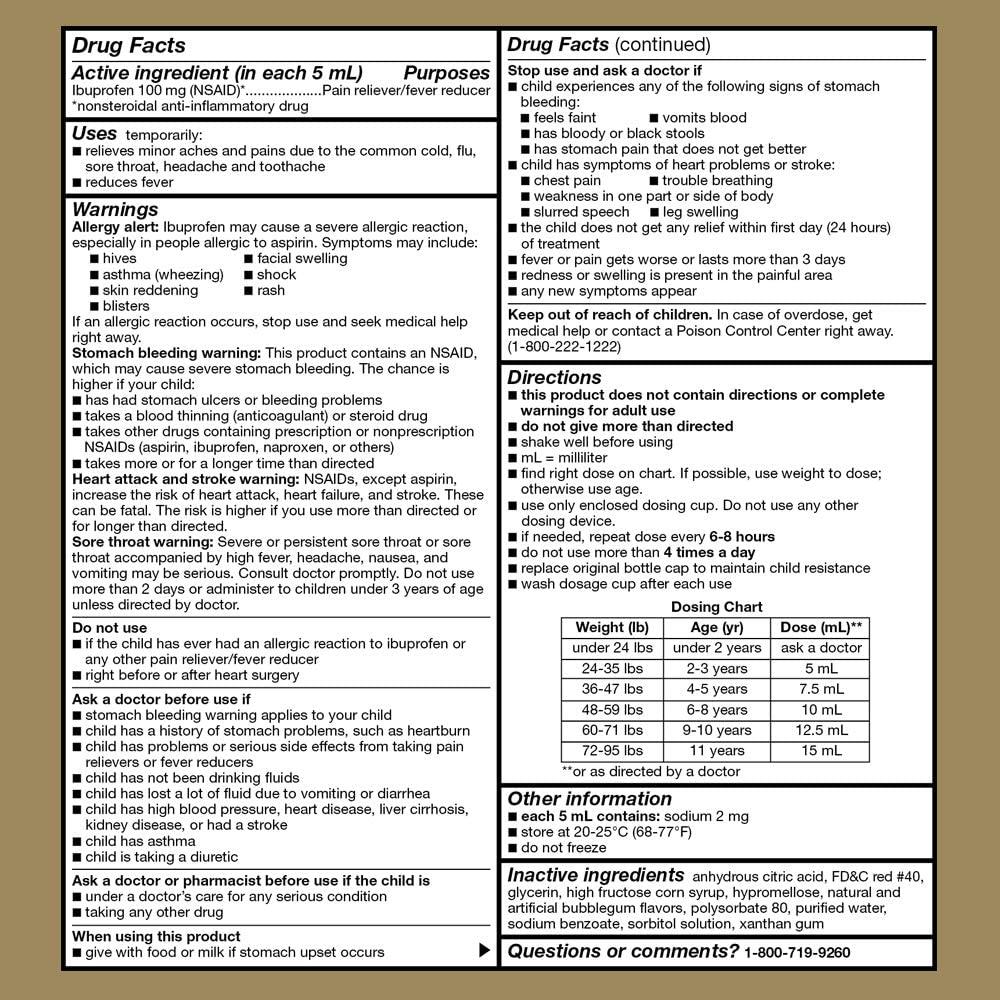 GoodSense Children's Ibuprofen Oral Suspension 100 mg per 5 mL, Pain