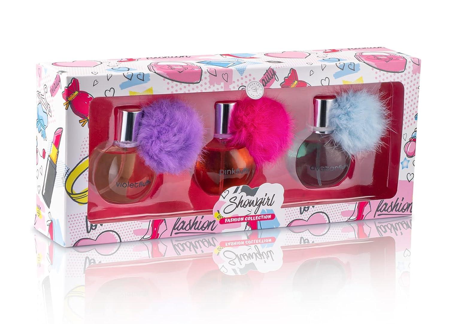 Showgirl Body Spray Girl Perfume Set | Little Girls to Teen Girl Gifts,  Girl Birthday Gift, Body Mist Perfume Set with Fur Pom-Pom Puff Ball |  Fashion