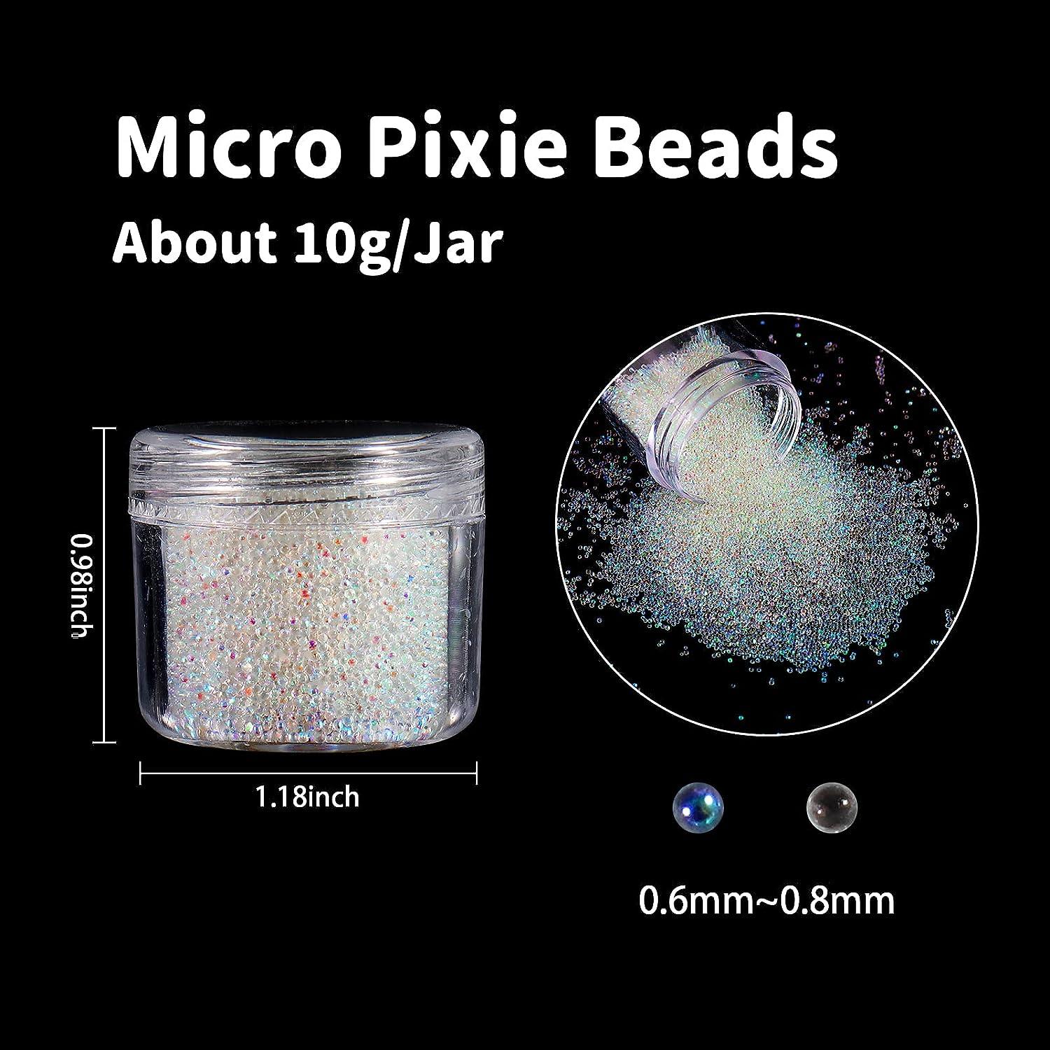 Laza 2 Colors Caviar Beads Nails Micro Pixie Beads 0.6-0.8mm Glass Bubble  Beads Iridescent Water Droplets Bubble Beads Crystals Nail Beads for 3D Nail  Art Decorations Nail Designs Clear and Crystal AB