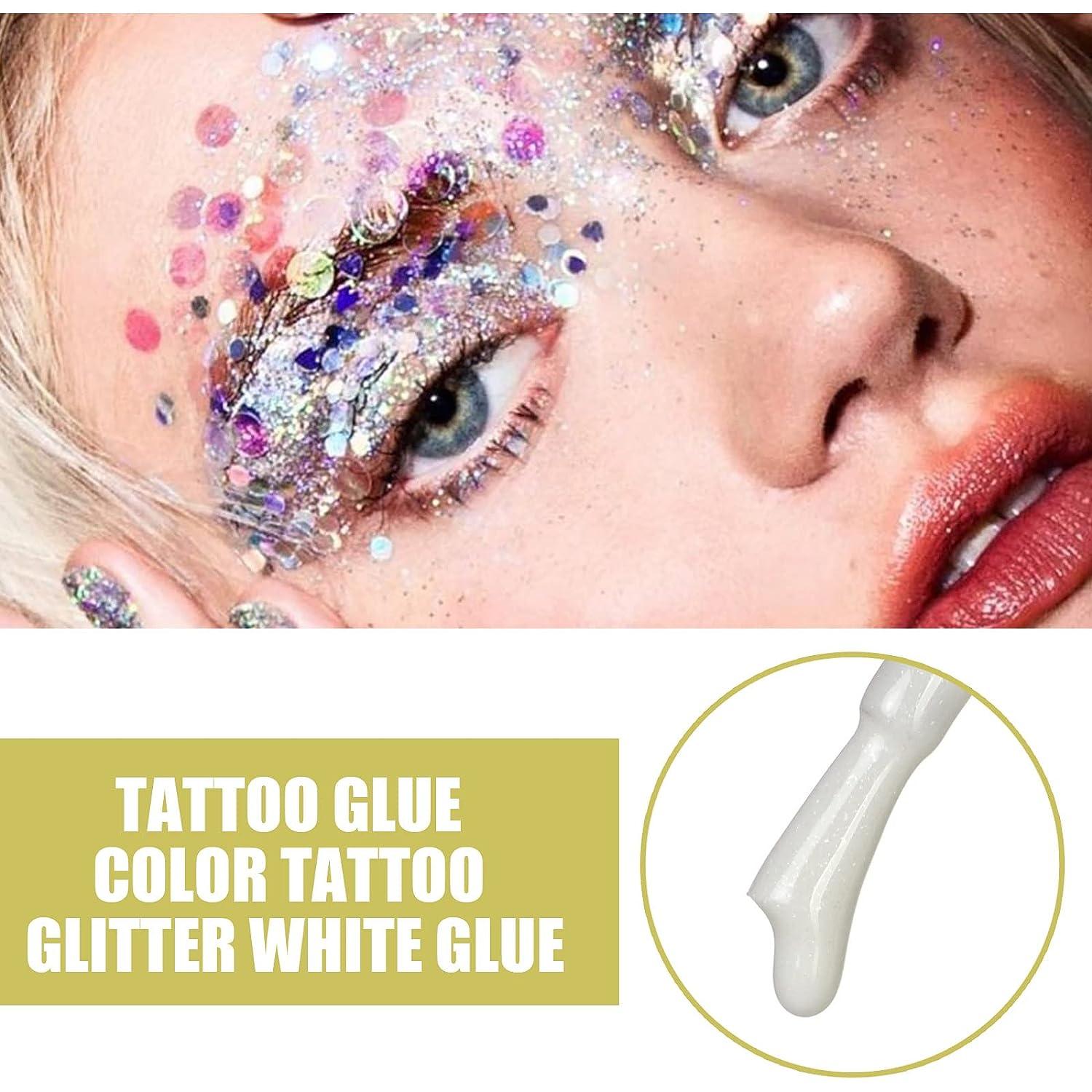 3 PCS Skin Glue for Glitter Tattoos 8ml Glitter Glue Brush Bottle