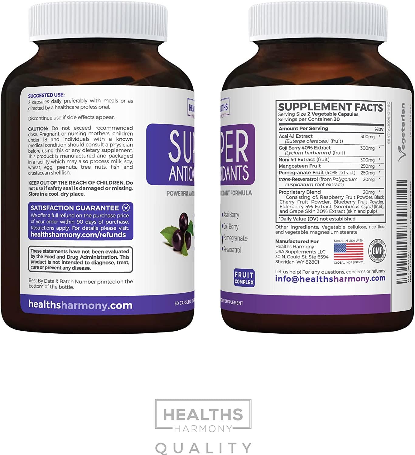 Super Antioxidant Supplement Acai Berry, Goji Berry, Pomegranate