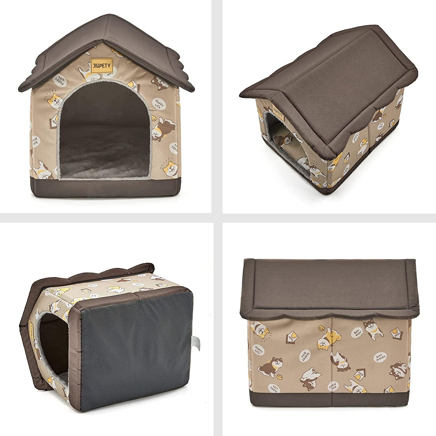 qing yun Groot hondenhuis, kennel, luxe warm hondenkussen, bed, XL, XXL, hondenkennelhuis voor binnen, groot hondenbed, kattengrot, iglo binnen of buiten, wasbaar (S, 35 x 32 x 28 cm, I