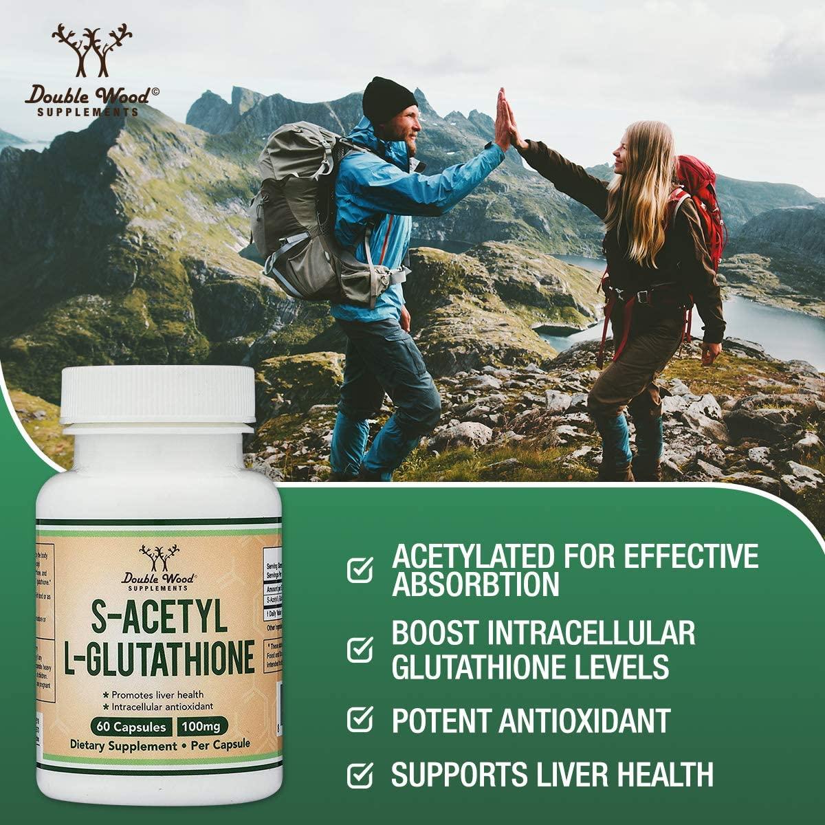 S-Acetyl L-Glutathione Capsules 100mg - Made in USA, 60 Count - Double Wood  Supplements | Buy Now with Express International Delivery | GoSupps.com