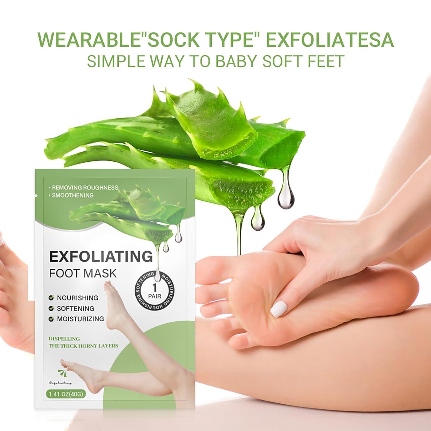 3 Pairs Aloe Vera Foot Mask Peeling Socks - Smooth Baby Soft Feet Corns &  Dead Skin Remover for Men & Women