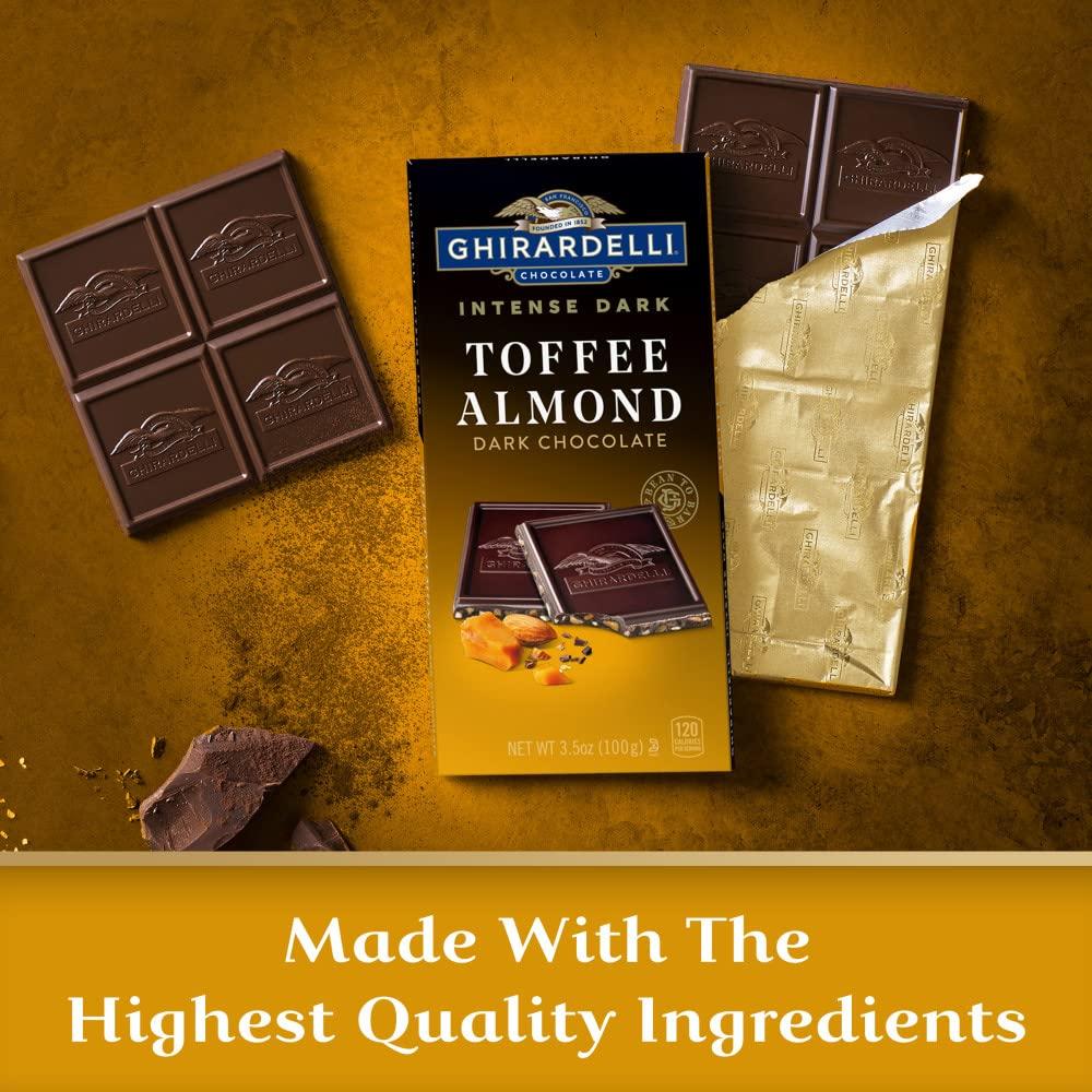GHIRARDELLI Intense Dark Chocolate Bar with Toffee Almond 3.5 Oz
