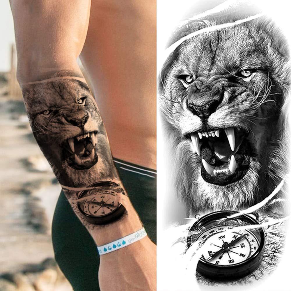 8 Sheets Yezunir 3D Black Tribal Realistic Tiger Gladiator Temporary Tattoos  For Men Fake Forearm Transfer Tattoo Stickers Pirate Compass Clock Lion  Sexy Skull Fake Tatoos Women Warrior Tatto kits