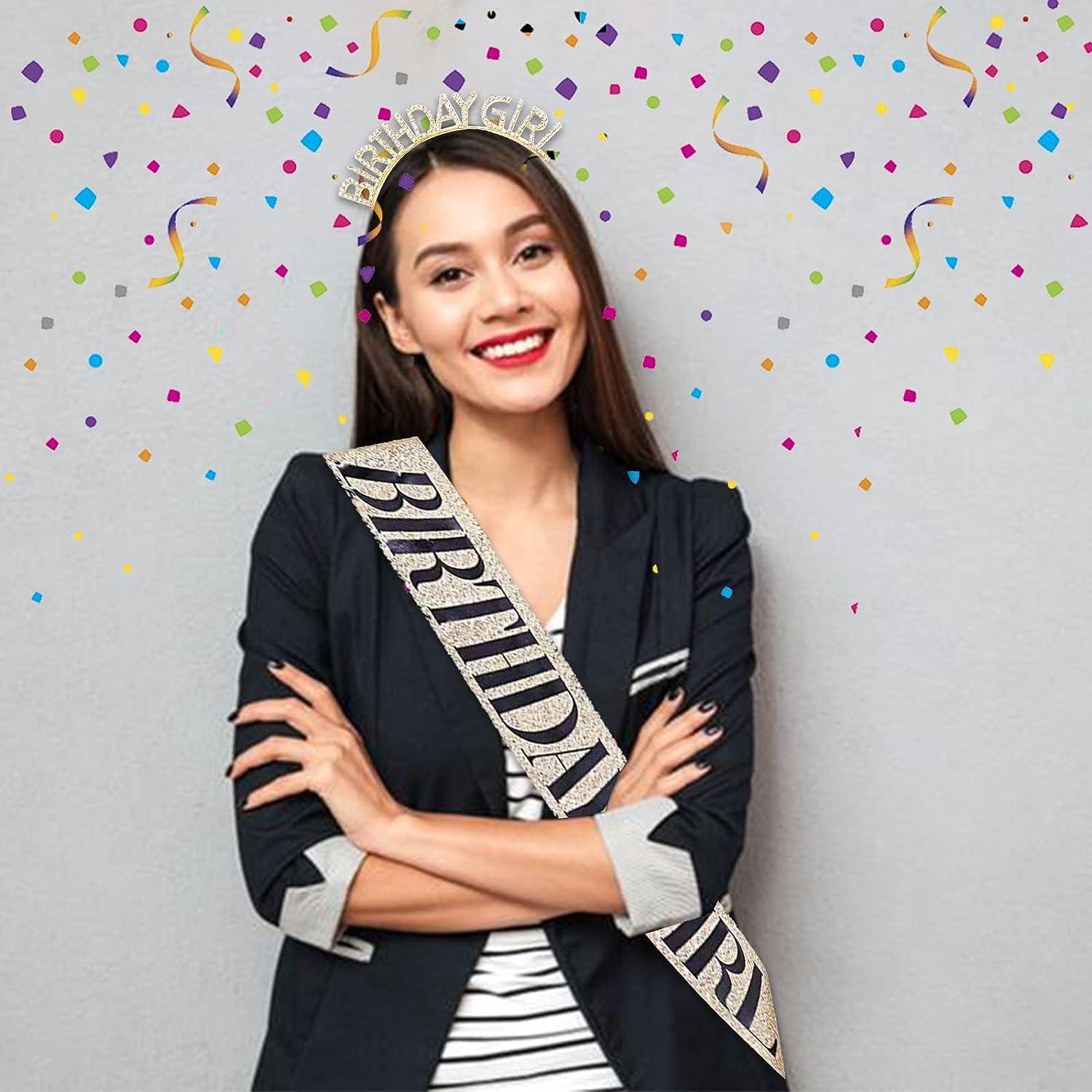 Birthday Crown for Women with Sash Tiara for Women Birthday Tiara for