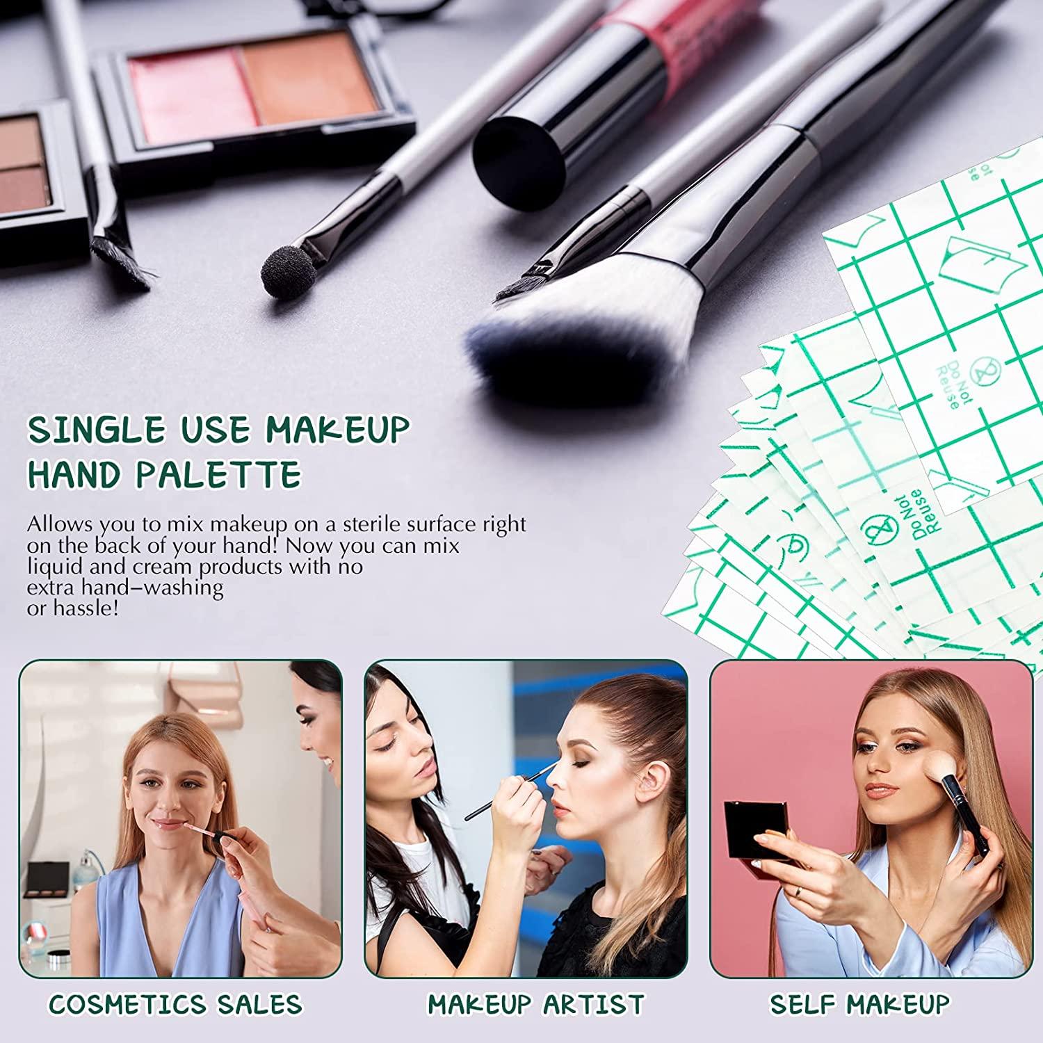 50 Pieces Hand Palette, Single Use Makeup Hand Palette Disposable Adhesive Palettes Cosmetic