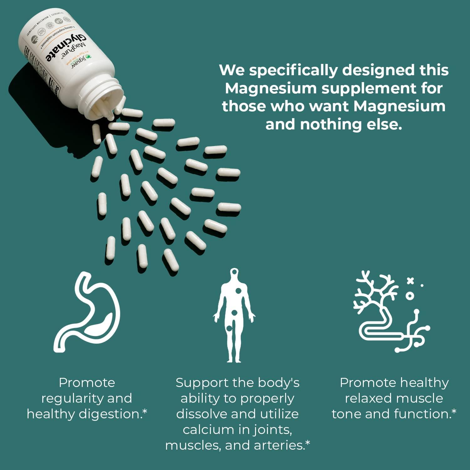 Jigsaw Health MagPure Glycinate 120 Capsules Premium Magnesium Supplement for Relaxation