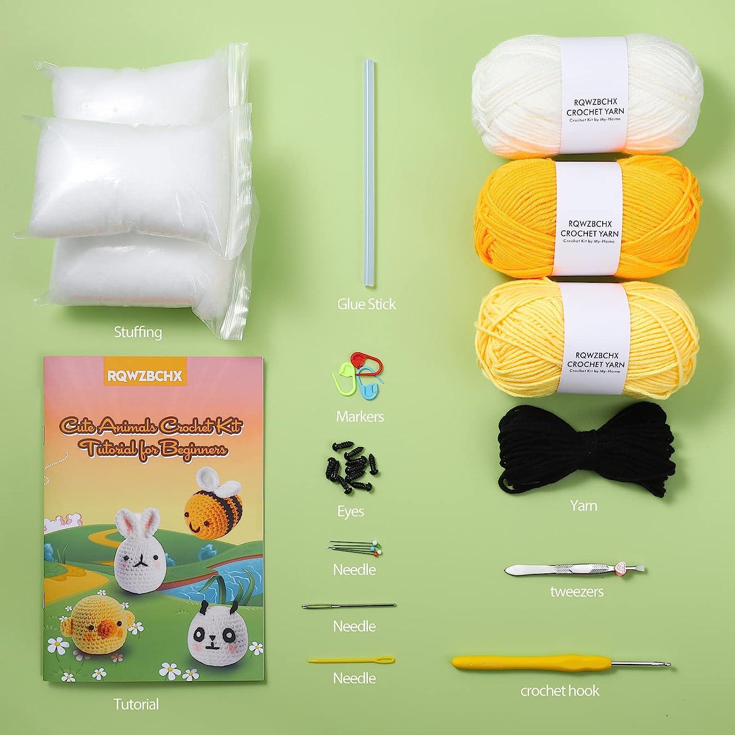 RQWZBCHX Crochet Kit for Beginner/Experts, Crochet Starters Kit for Adult  Kids, 4PCS Crochet Animal Set - Chicken, Bee, Rabbit, Panda Include  Writtern Videos Tutorials