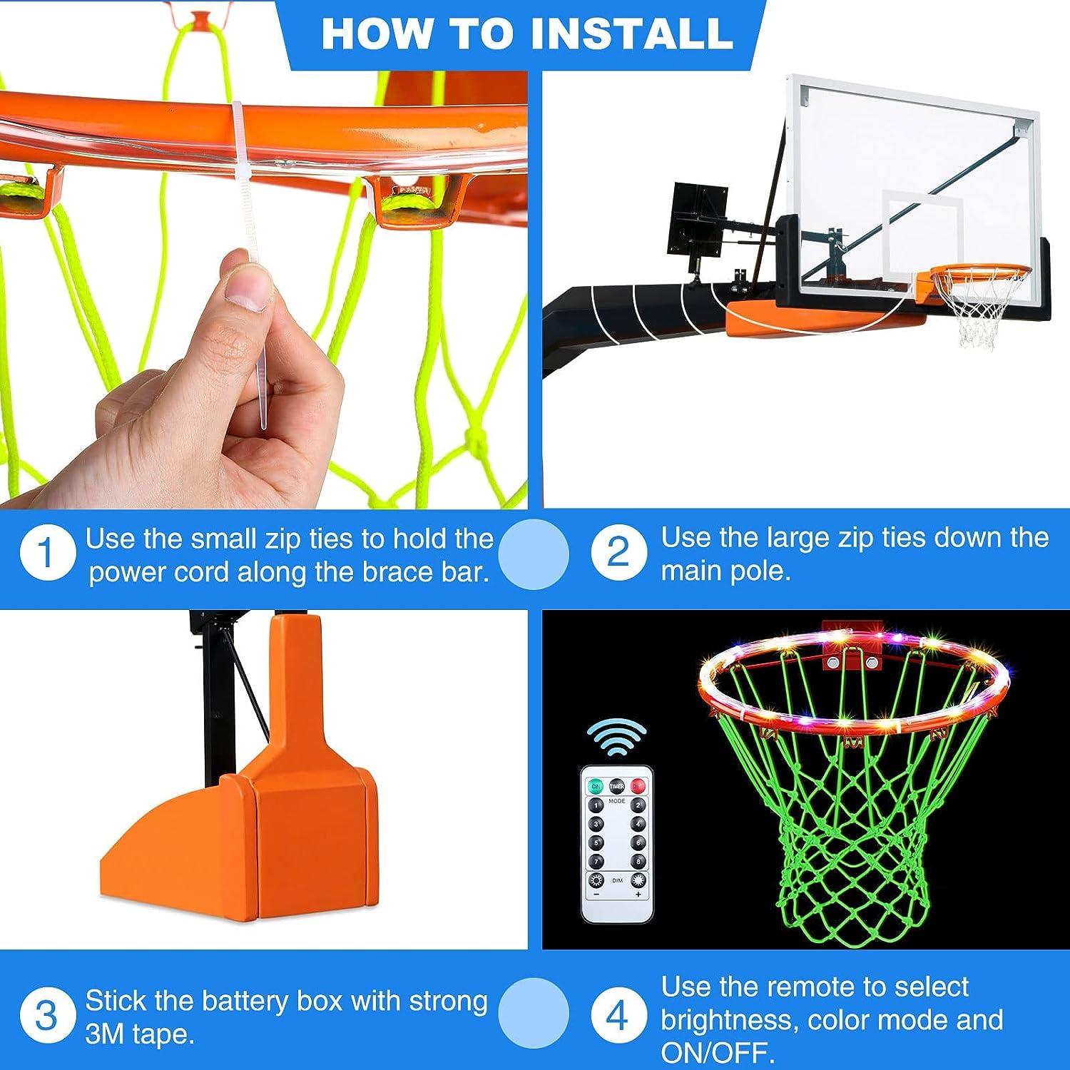 9.8ft Glow in The Dark Basketball Net with 30 LED Remote Controlled